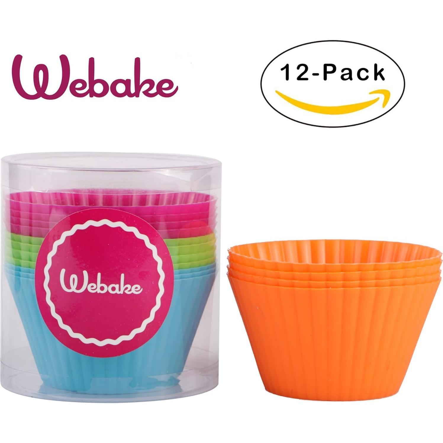 Tazas de Silicona Jumbo Webake para Muffin 12 Piezas 8.9 cm