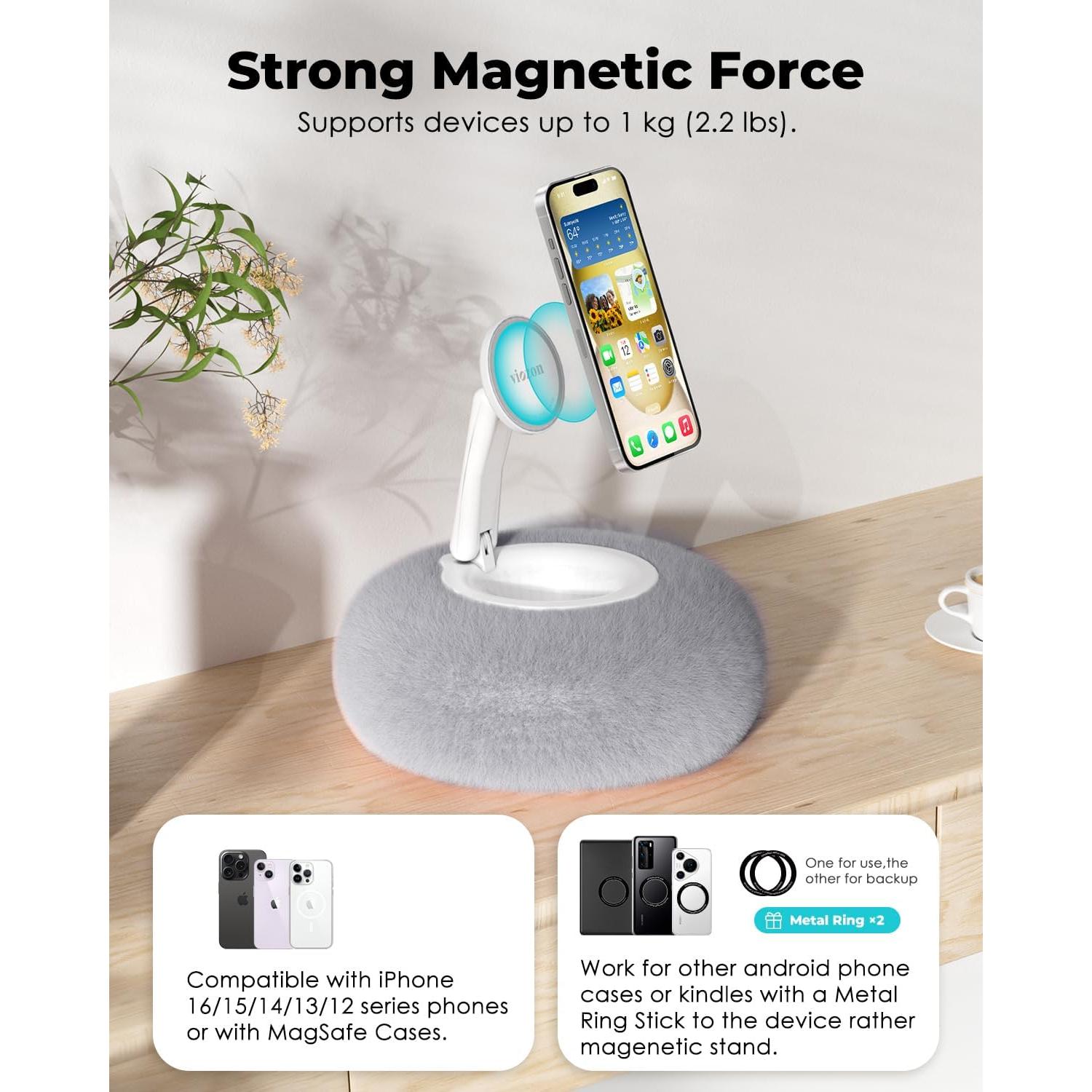 Soporte para Teléfono Viozon Gris para Cama con Almohada