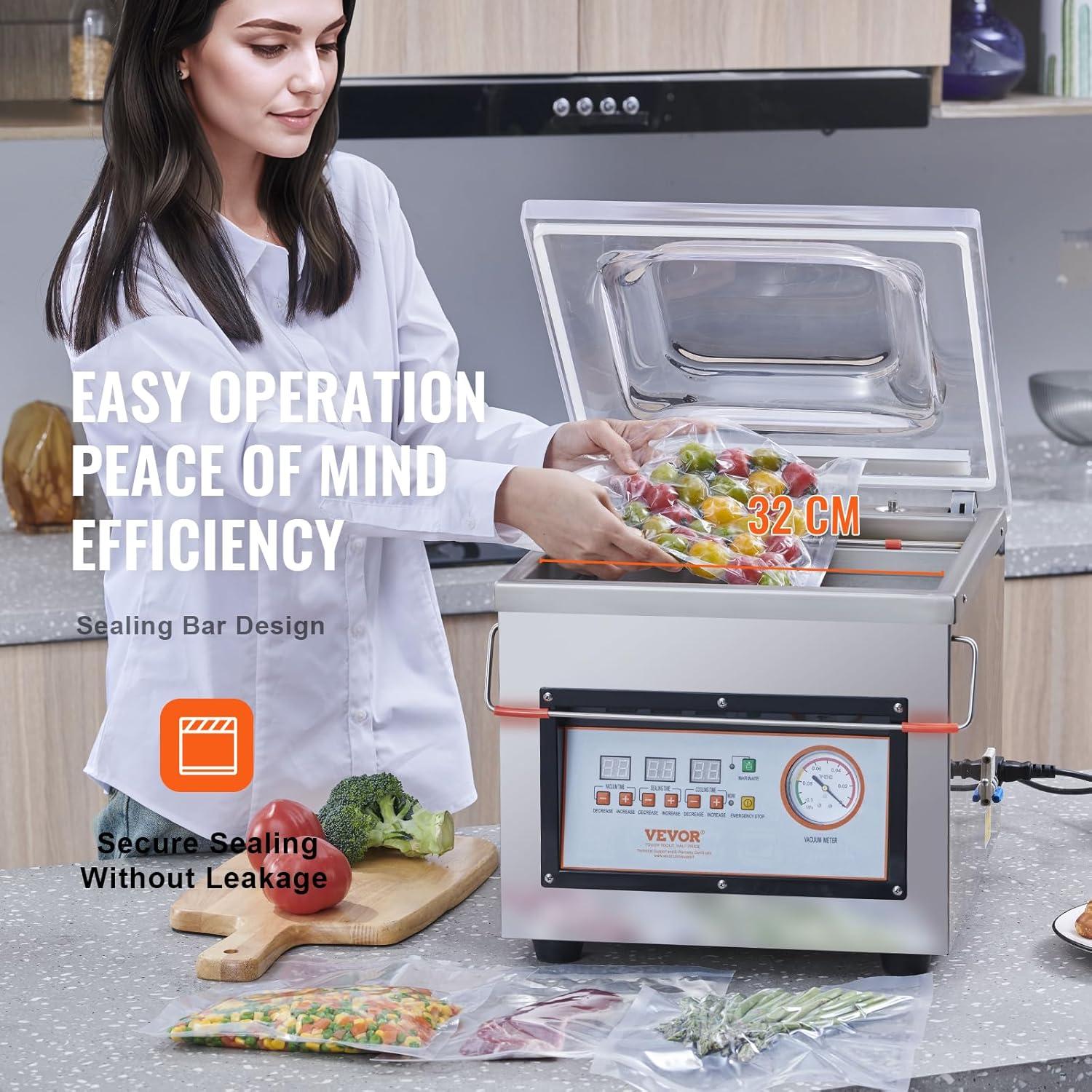 VEVOR Chamber Vacuum Sealer DZ-260C Kitchen Food Chamber Vacuum Sealer, 110V Packaging Machine Sealer for Food Saver, Home, Commercial Using