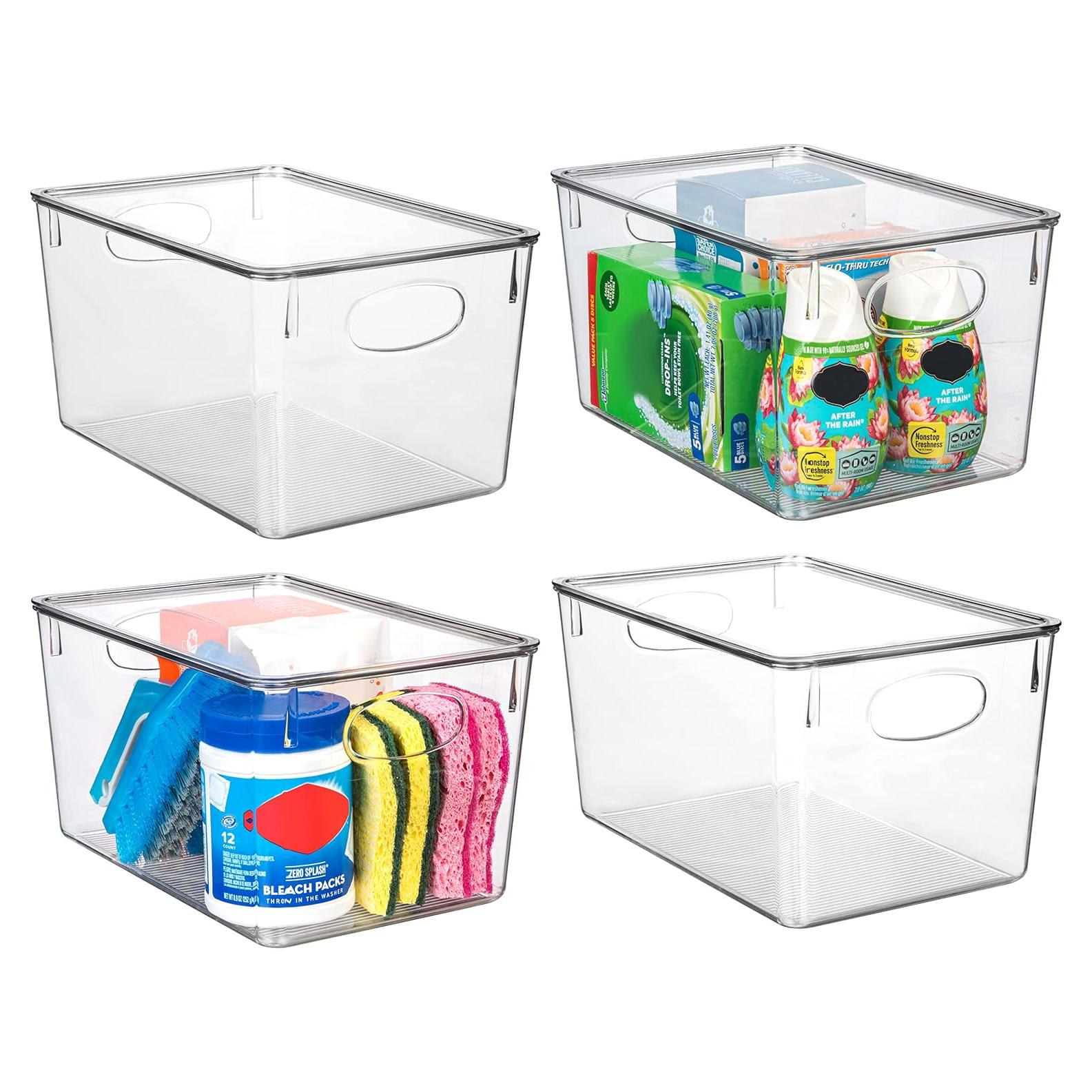 Bins de Almacenamiento ClearSpace 4 Paquete con Tapas 28x19x15cm