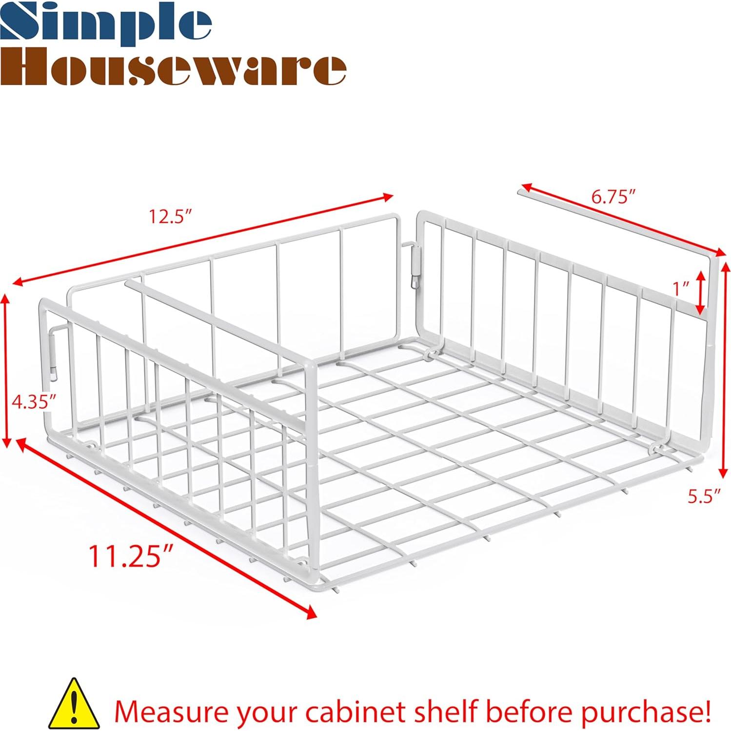 Cesta Bajo Estante Simple Houseware Blanca 31.75x28.58 cm