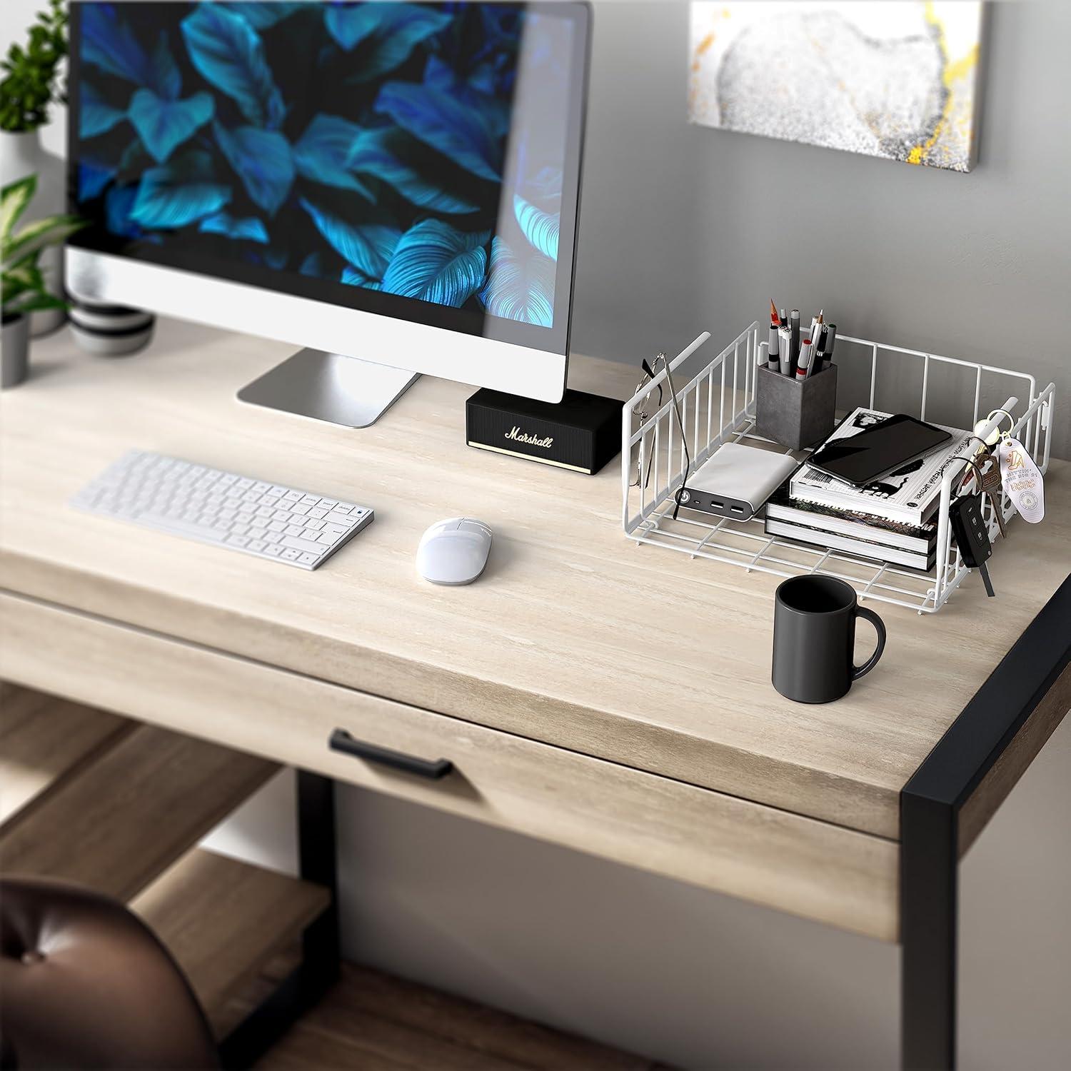 Cesta Bajo Estante Simple Houseware Blanca 31.75x28.58 cm