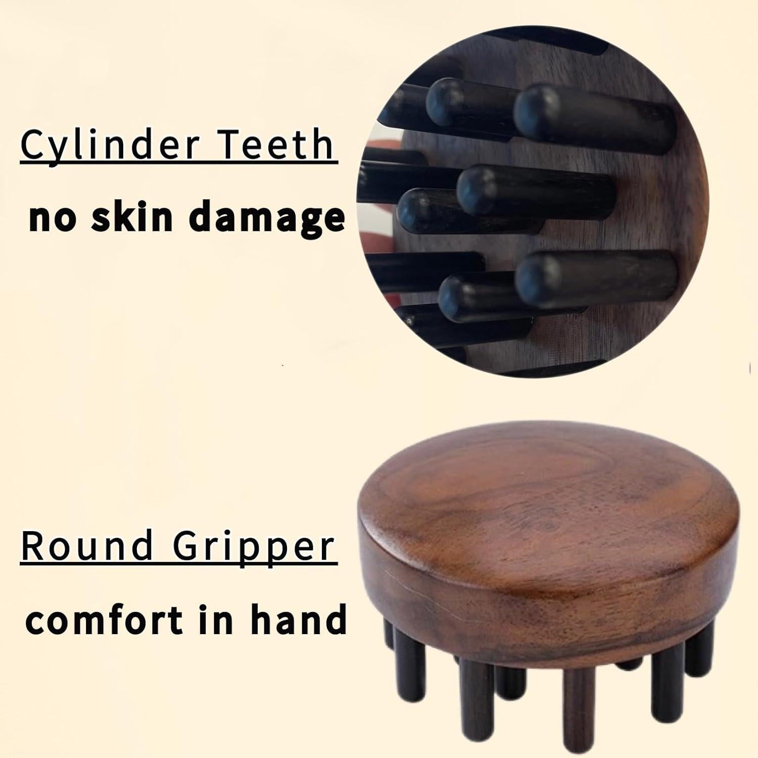 Peine de Madera Sanlusan Circular 18 Dientes para Masaje