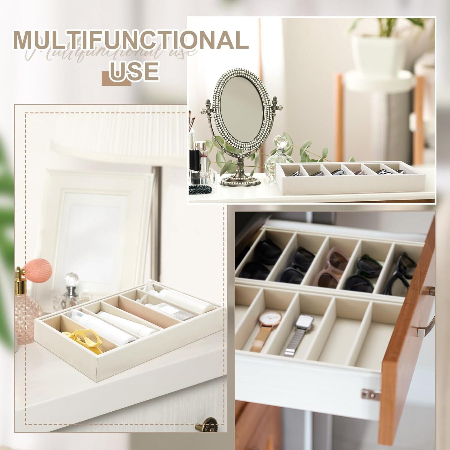 Bandeja Organizadora de Gafas Juexica 2 Pcs Terciopelo Beige