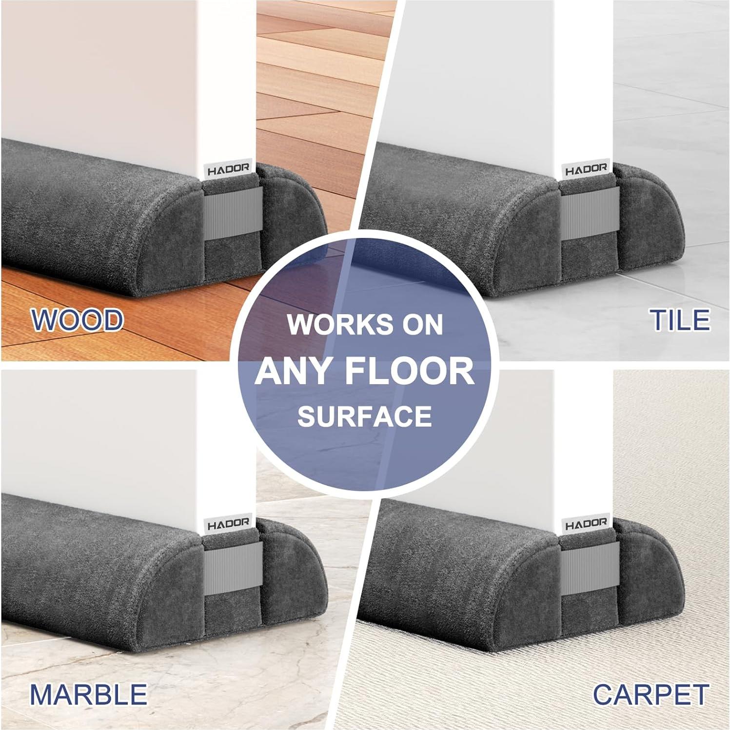 2 Pack Door Draft Stopper for Bottom of Door, 36 Inch Under Draft Air Noise Light Blocker 30"- 36" Double Side Triangle Soundproof Sweep Filler Seal Gap up to 1.7" for Patio Sliding Door, Black