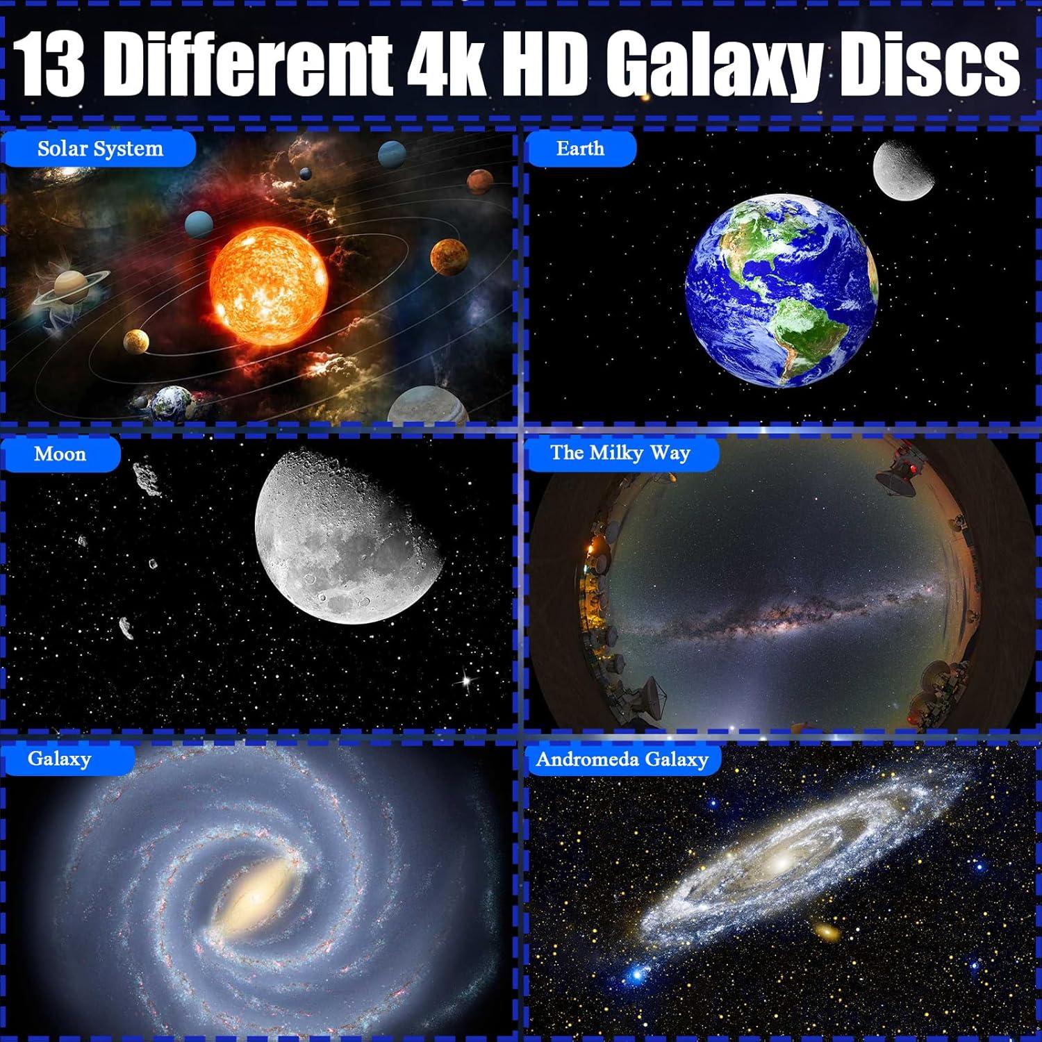 Proyector Planetario Hbaushun con 13 Discos de Galaxia HD