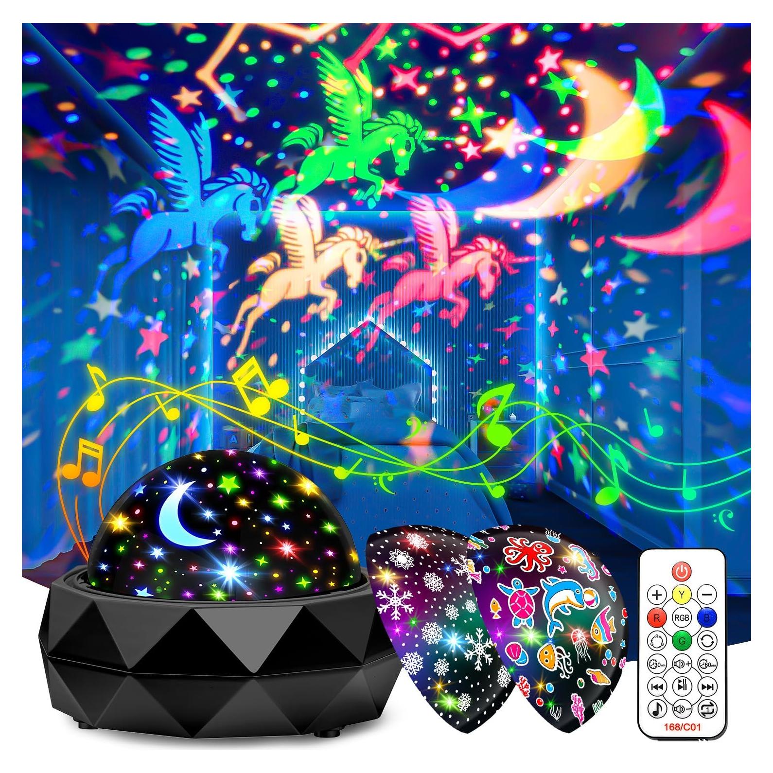 Proyector de Luz Nocturna PIKOY para Niños 15 Colores 3 Películas