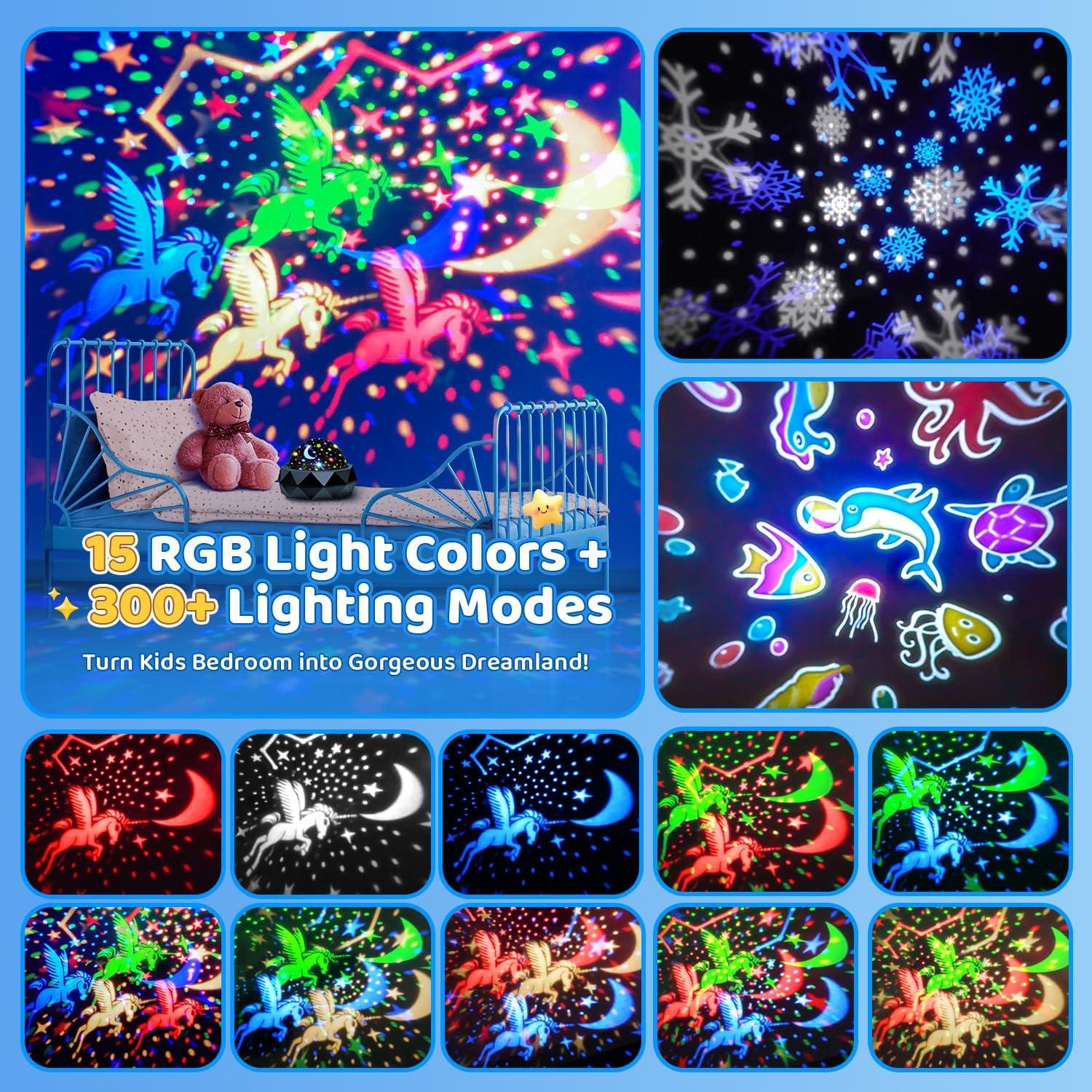 Proyector de Luz Nocturna PIKOY para Niños 15 Colores 3 Películas