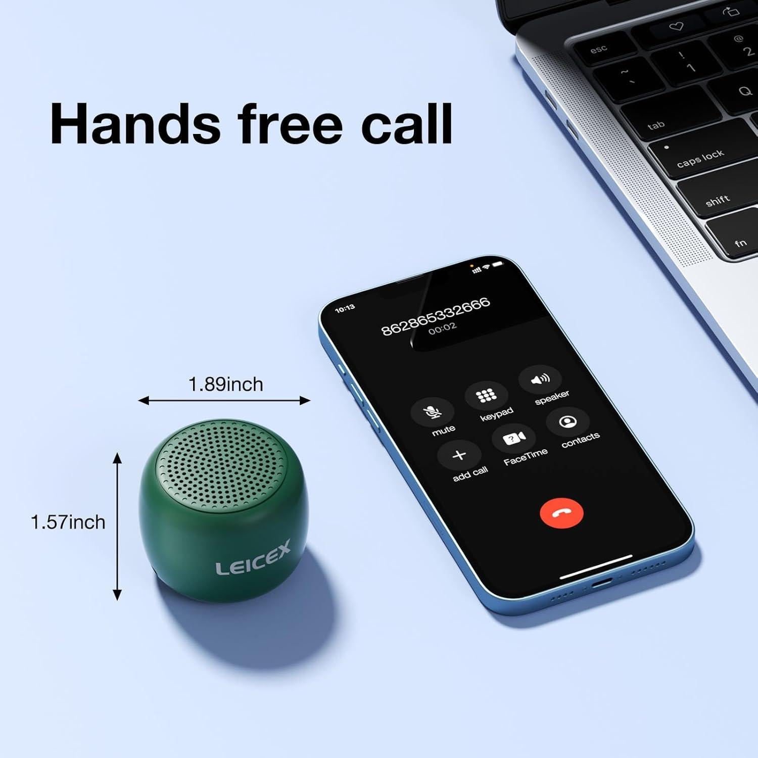 Mini Bluetooth Speaker Wireless, Portable for Travel, Gift, Mobile Phone. TWS Stereo Sound (Green)