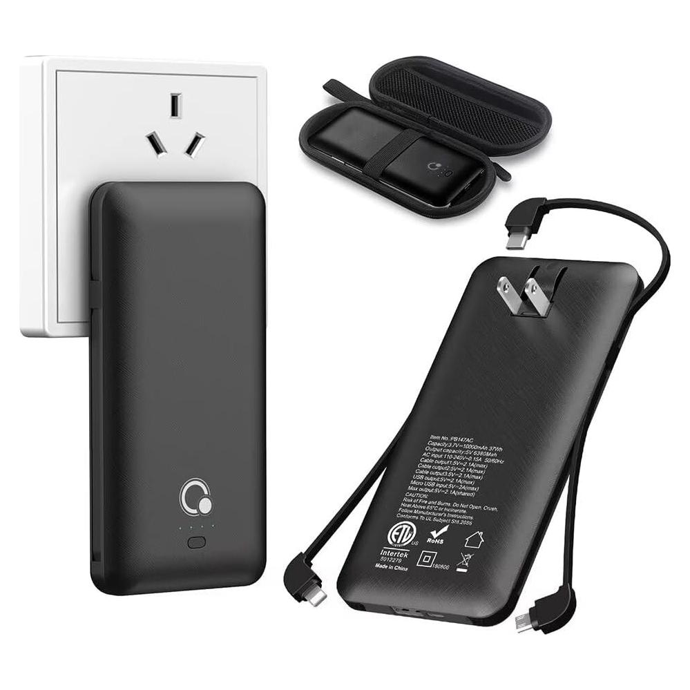 Banco de Energía 10000mAh Q, Cargador Portátil Delgado 4 Salidas