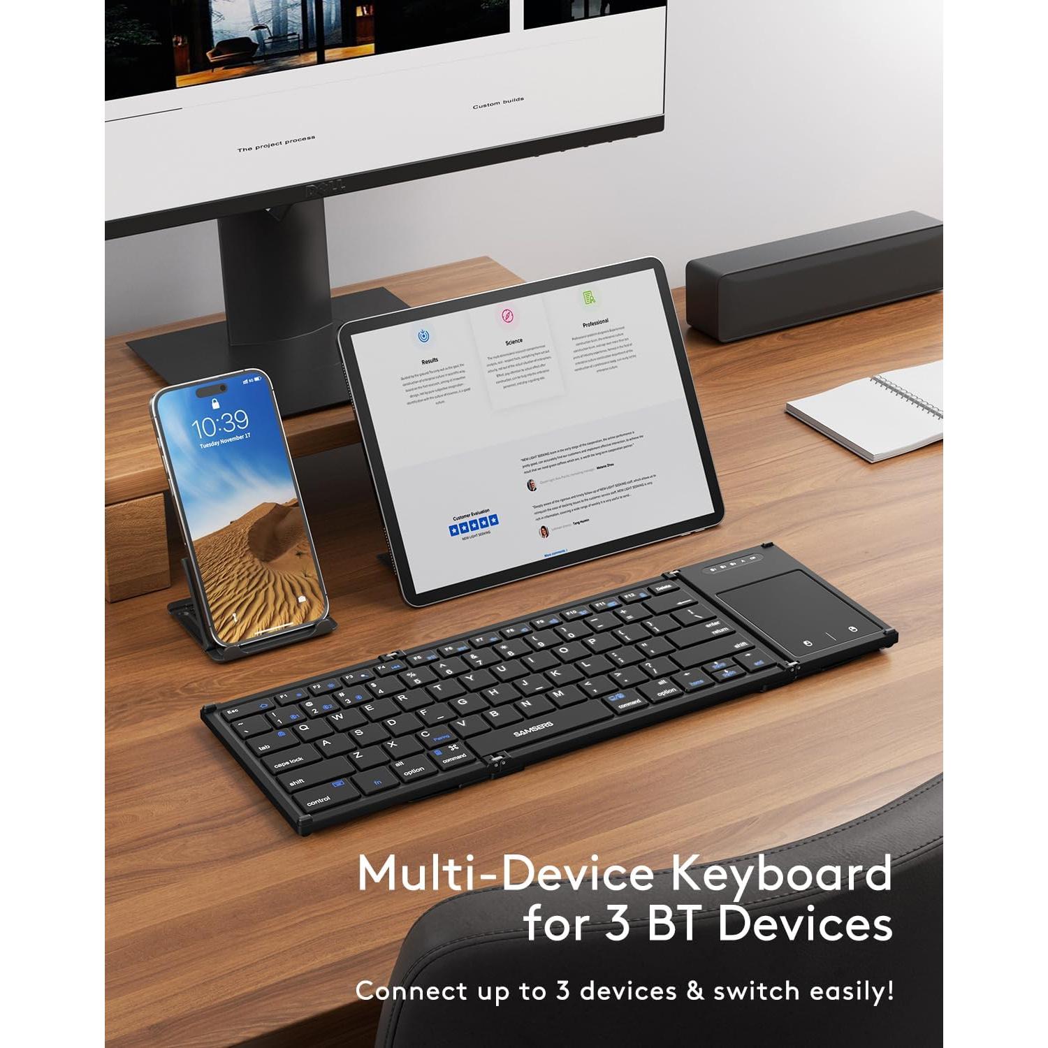 Teclado Bluetooth Plegable Samsers con Touchpad y Soporte