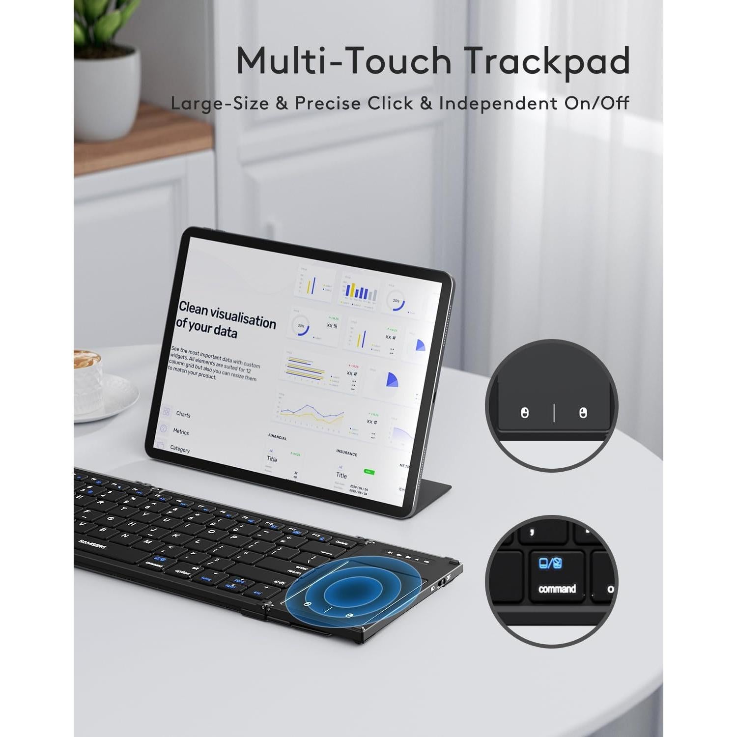 Teclado Bluetooth Plegable Samsers con Touchpad y Soporte