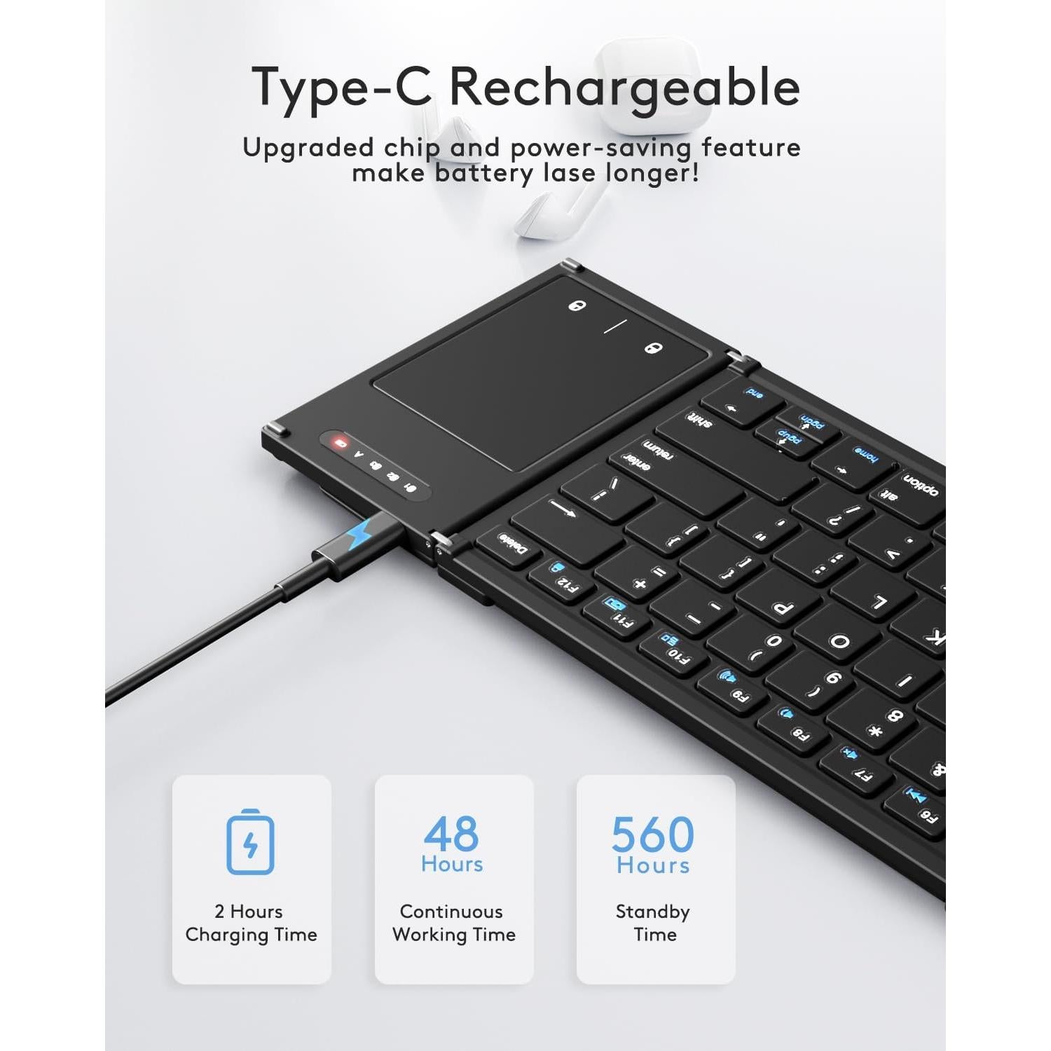 Teclado Bluetooth Plegable Samsers con Touchpad y Soporte