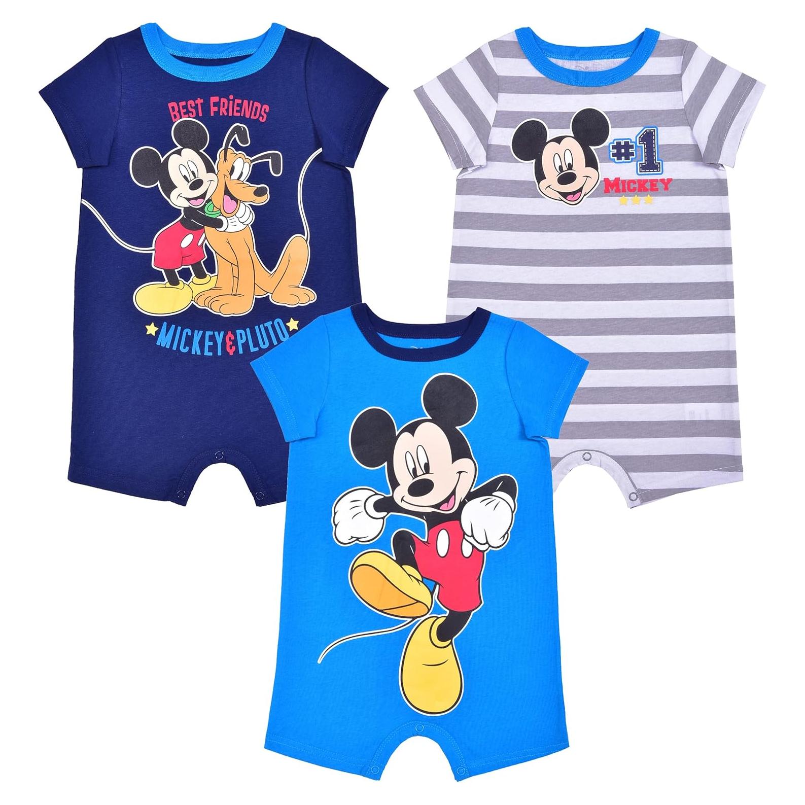 Conjunto de Monos Cortos Mickey Mouse Disney 3 Piezas 12 Meses