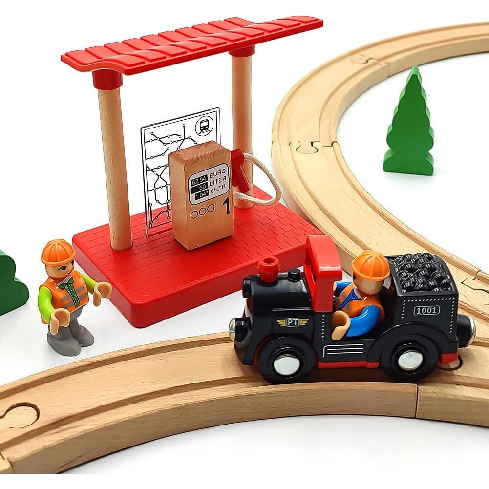 Juego de Grúa de Madera DSHMIXIA con Vagones para Niños