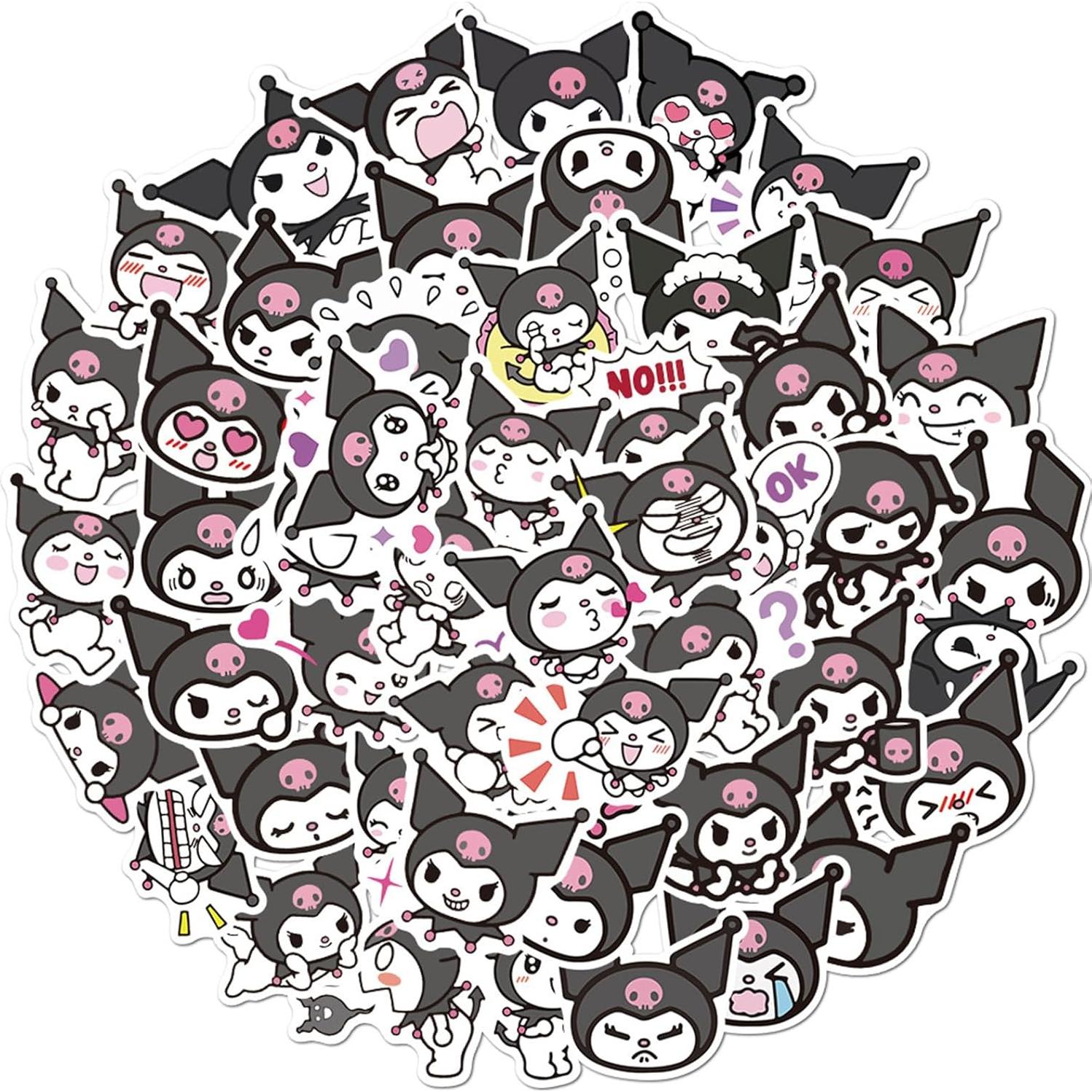 50 Stickers de Caricaturas Kuromi PWSTY Impermeables 5-7.6 cm