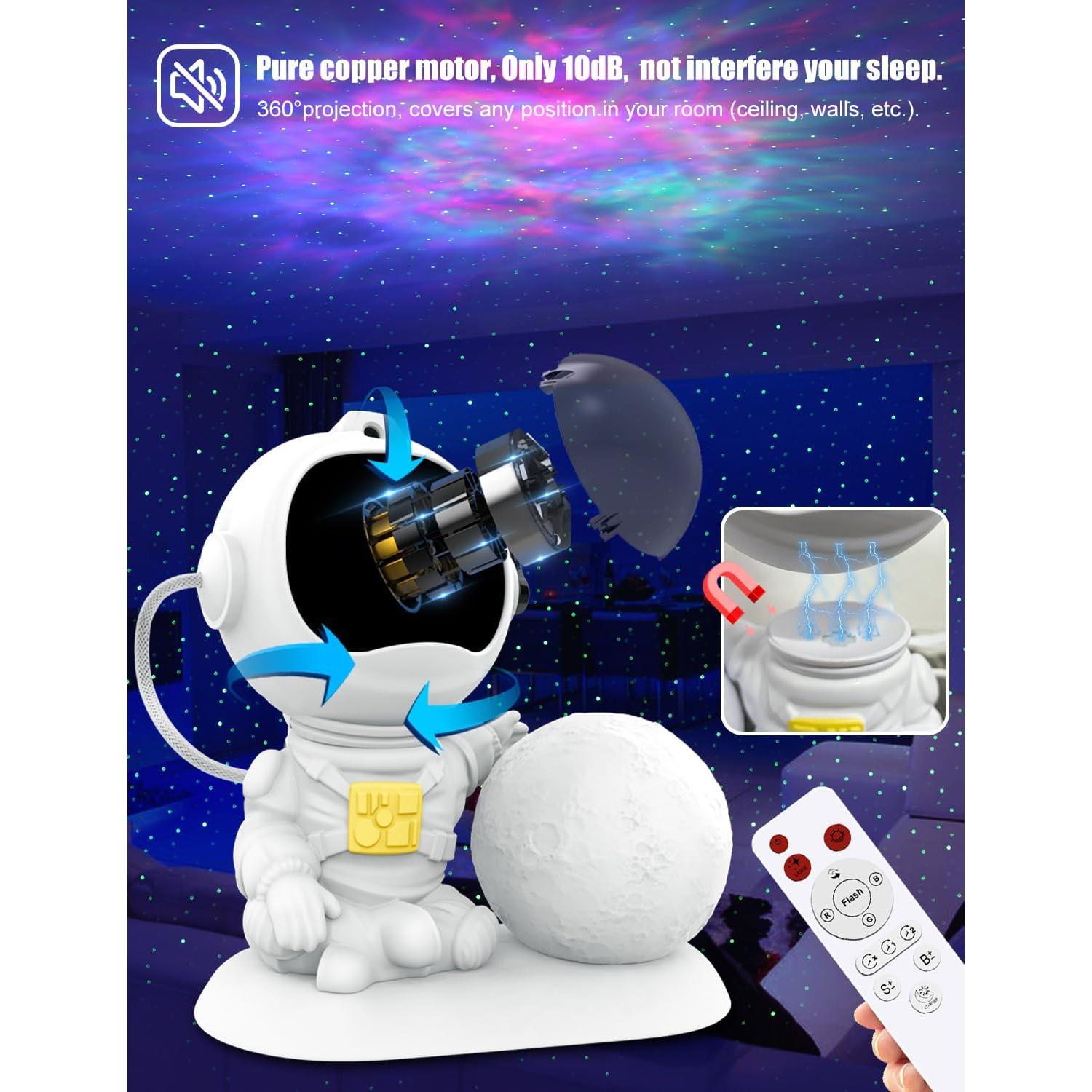 Proyector Galáctico Astronauta LED 3 en 1 con Control Remoto