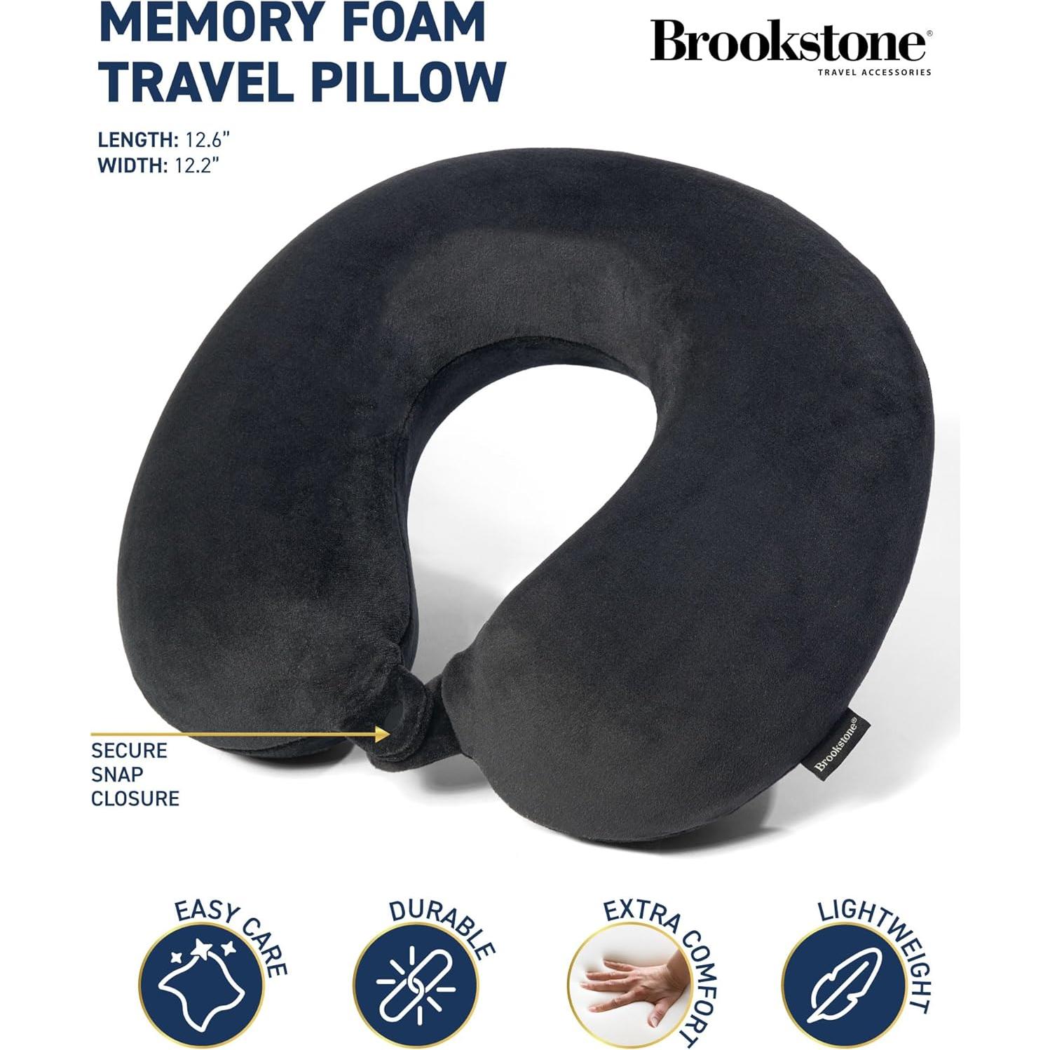 Almohada de viaje Brookstone - Espuma viscoelástica negra