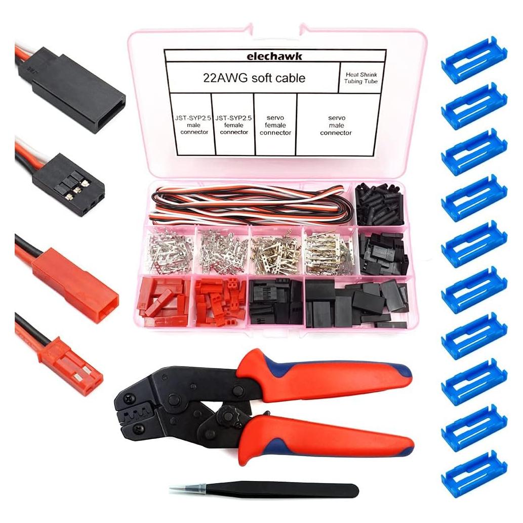 Kit Conectores Macho Hembra + Herramienta Crimpado Elechawk