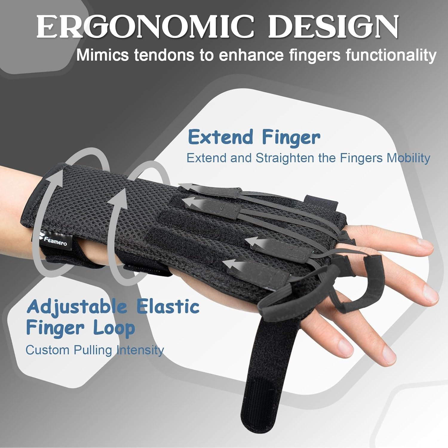Radial Nerve Palsy Splint, Adjustable Finger Extension Brace, Lift Elastic Splint for Drop Wrist, Radial Nerve Injury, Mcp Arthroplasty, Crutch Palsy Treatment, Fit Left & Right Hand