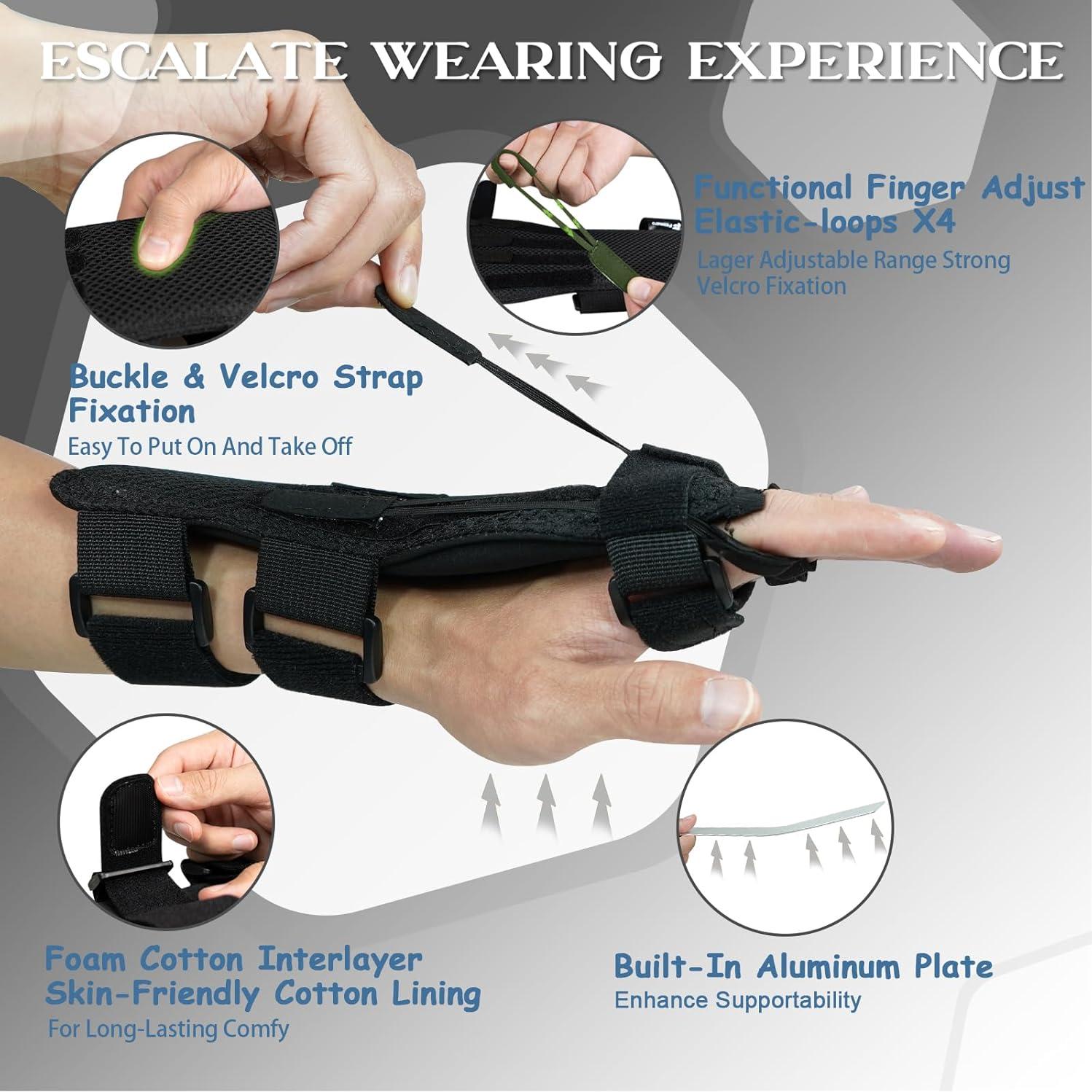 Radial Nerve Palsy Splint, Adjustable Finger Extension Brace, Lift Elastic Splint for Drop Wrist, Radial Nerve Injury, Mcp Arthroplasty, Crutch Palsy Treatment, Fit Left & Right Hand