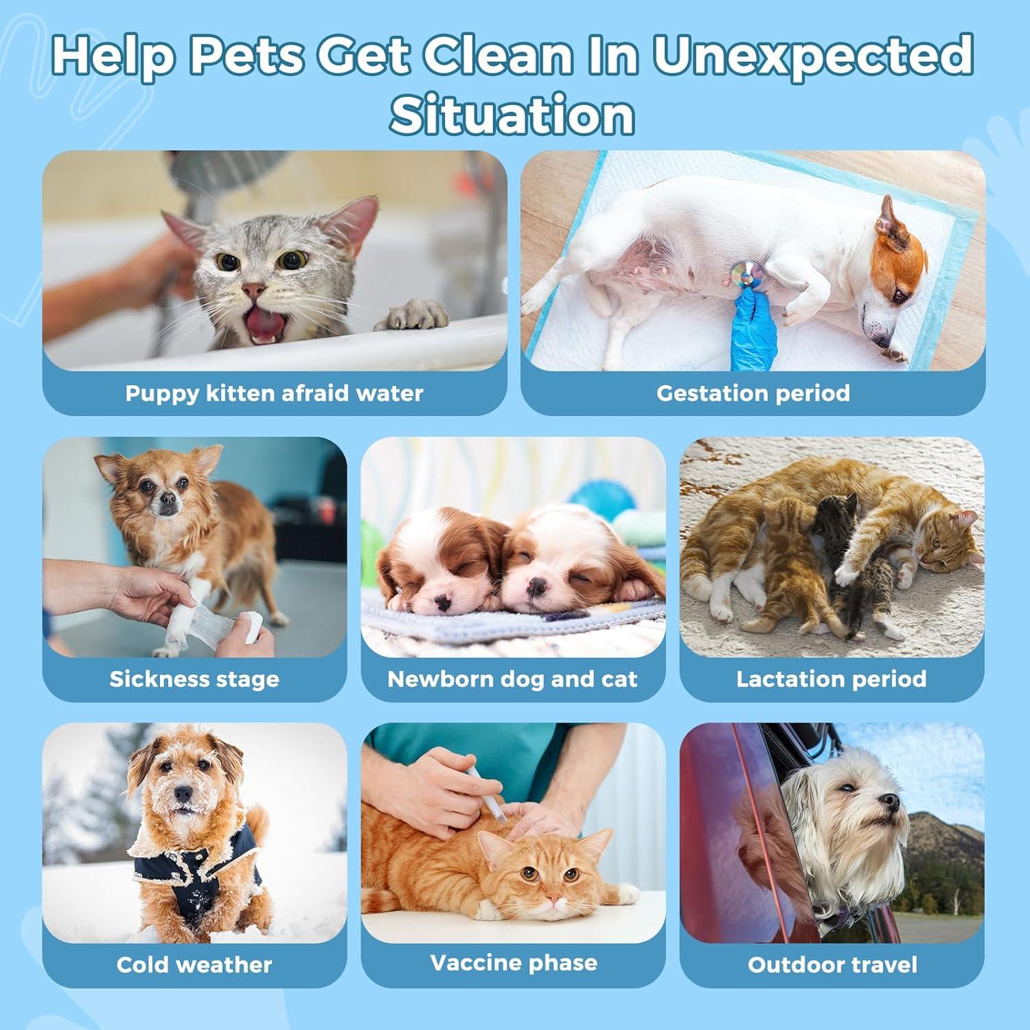 Toallitas de Baño para Mascotas VANNON Sin Enjuague 6 PCS