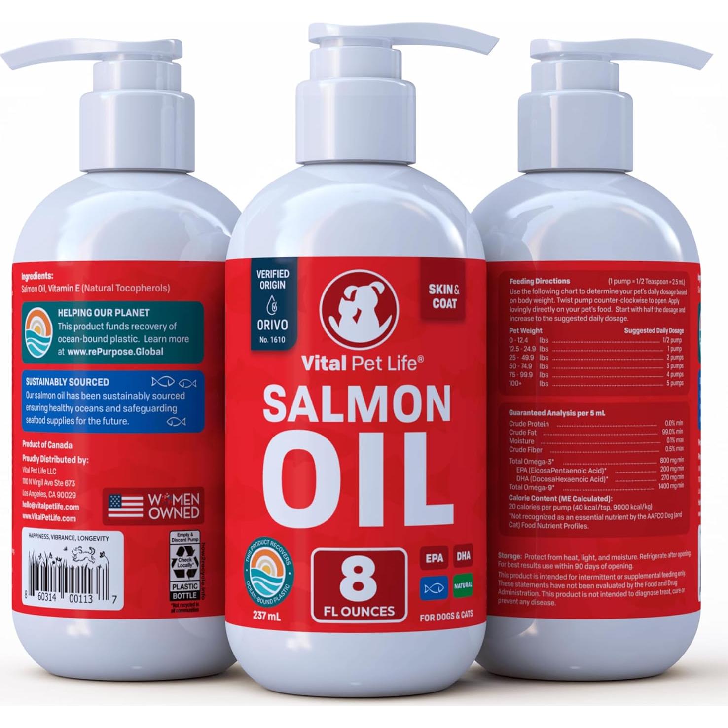 Aceite de Salmón Vital Pet Life 227 g - Omega 3 para Mascotas