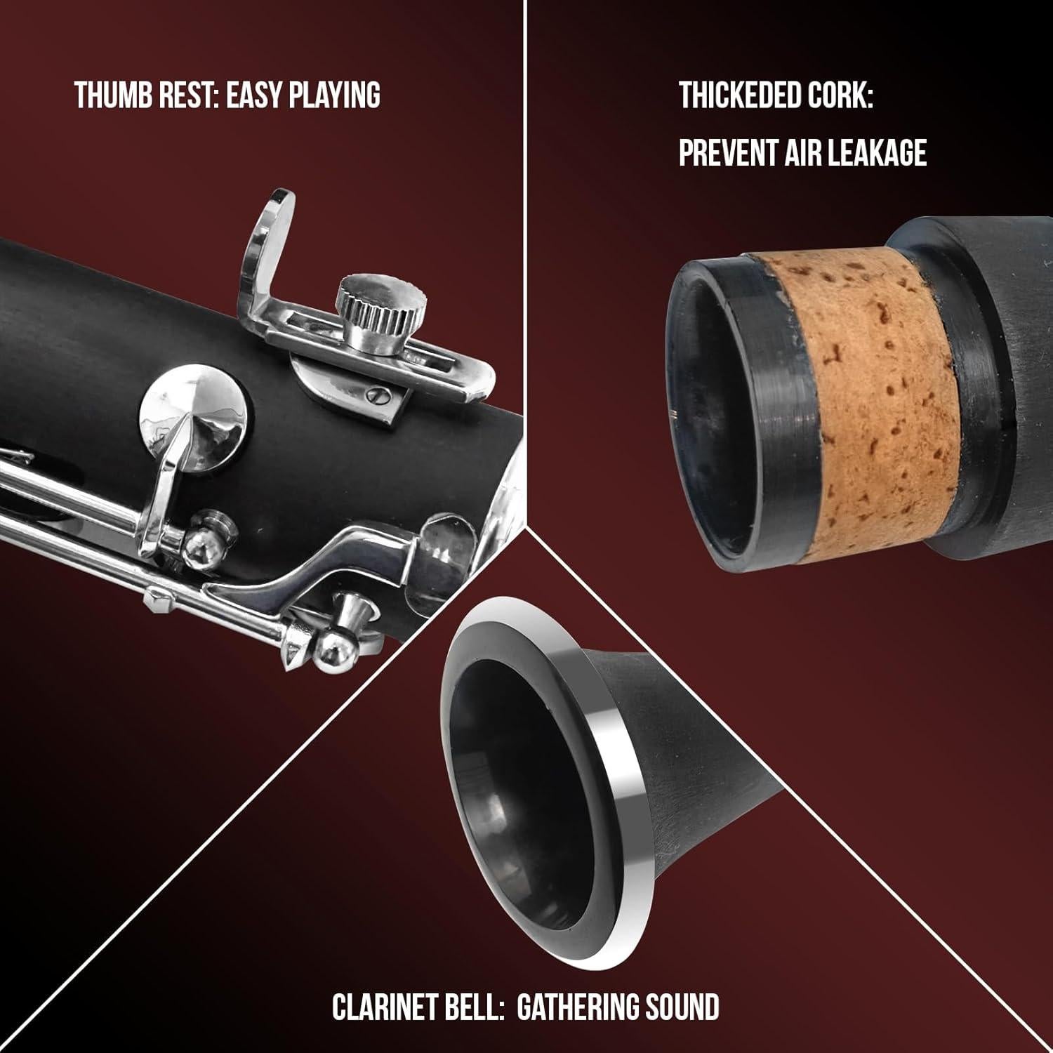 Clarinete Bb Soulmate Negro 17 Teclas Kit Completo