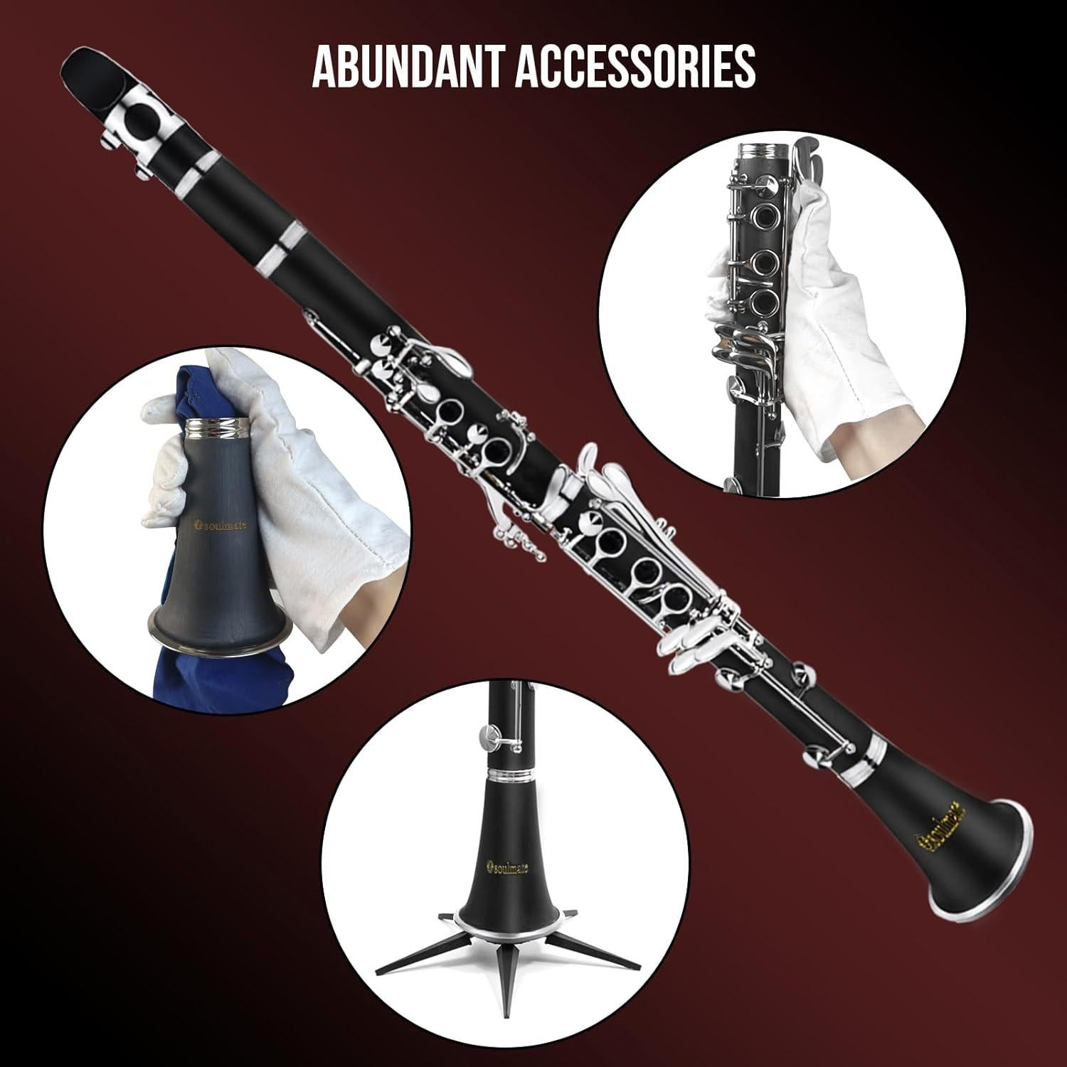 Clarinete Bb Soulmate Negro 17 Teclas Kit Completo