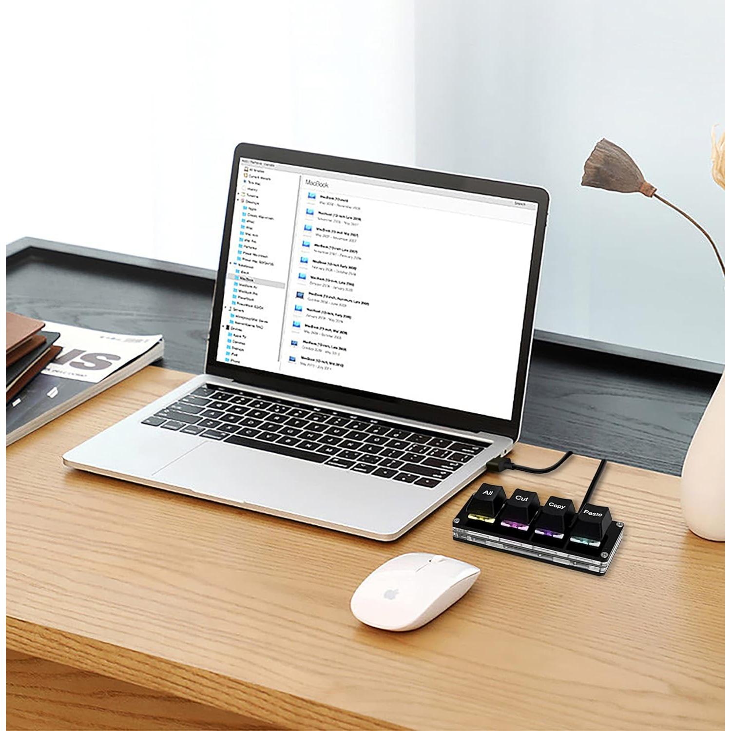 Teclado Mini Mecánico RGB BTXETUEL 4 Teclas Programable Negro