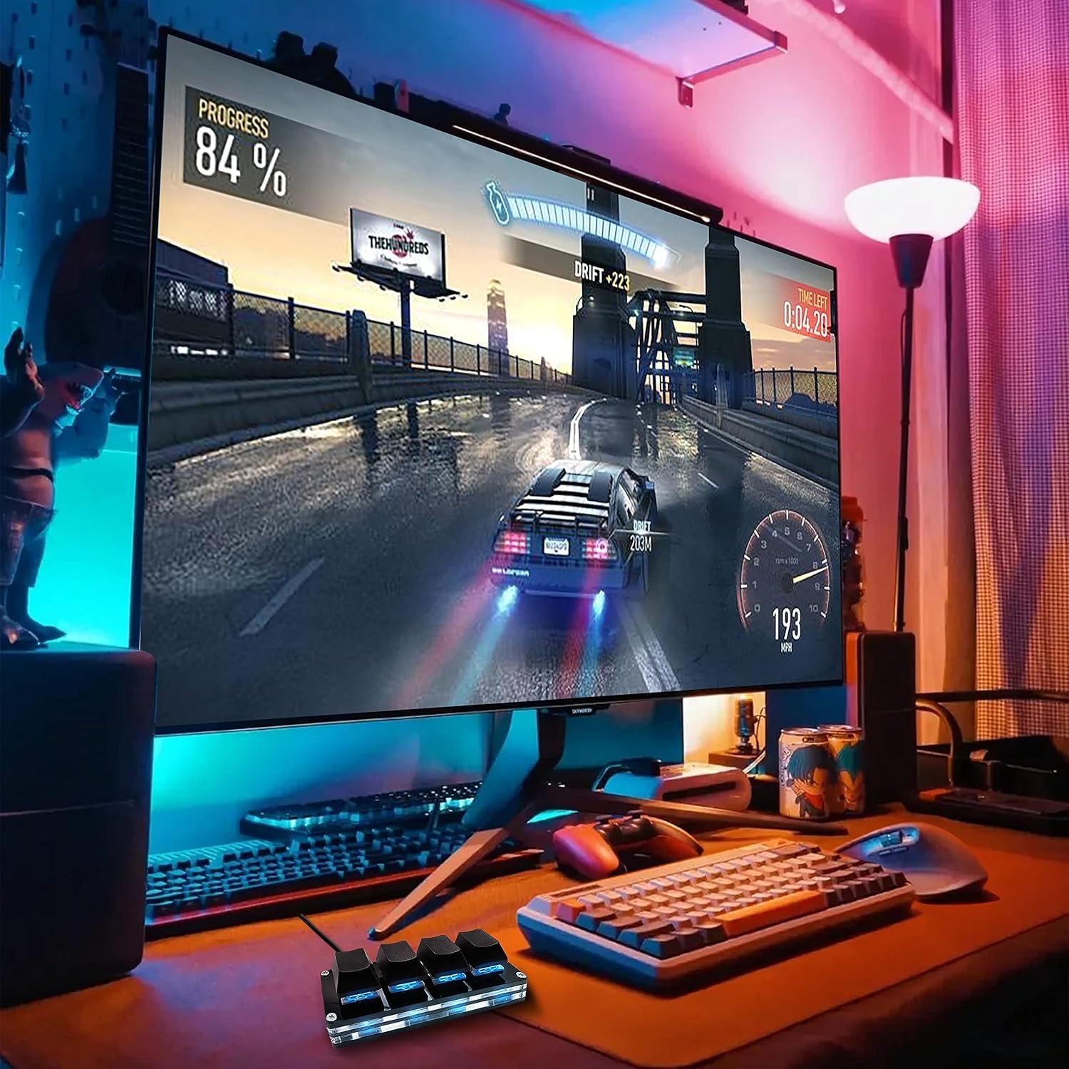 Teclado Mini Mecánico RGB BTXETUEL 4 Teclas Programable Negro