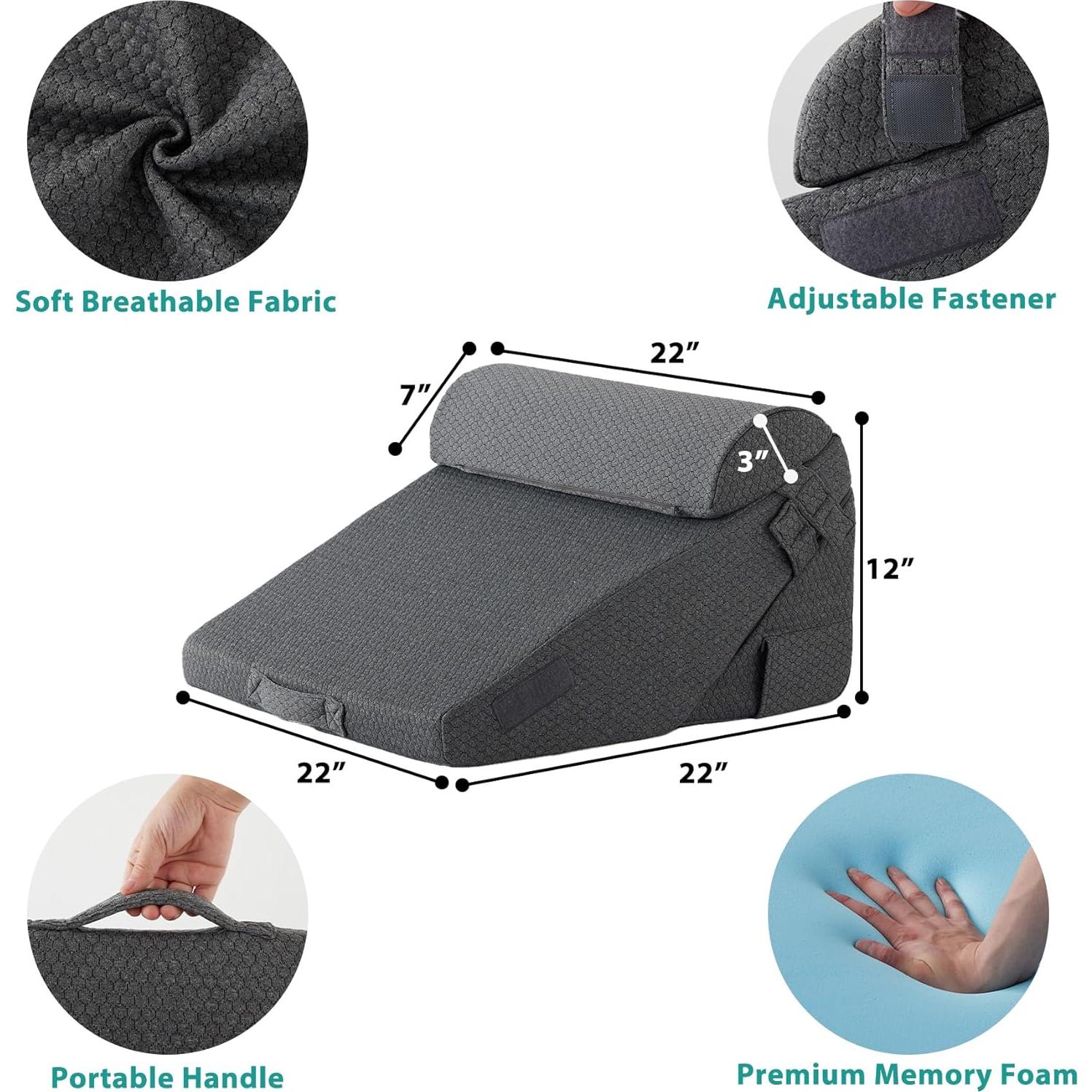 Juego de 4 Almohadas en Cuña Ajustables Bedluxe - Espuma Viscoelástica