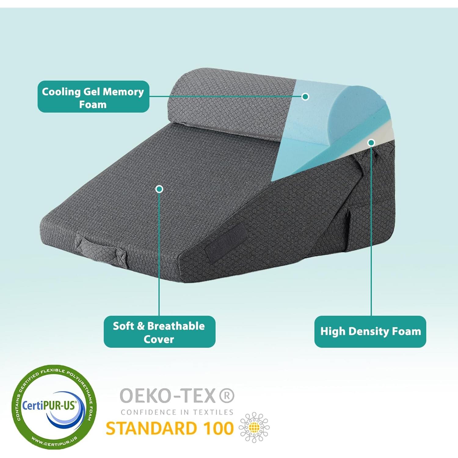 Juego de 4 Almohadas en Cuña Ajustables Bedluxe - Espuma Viscoelástica