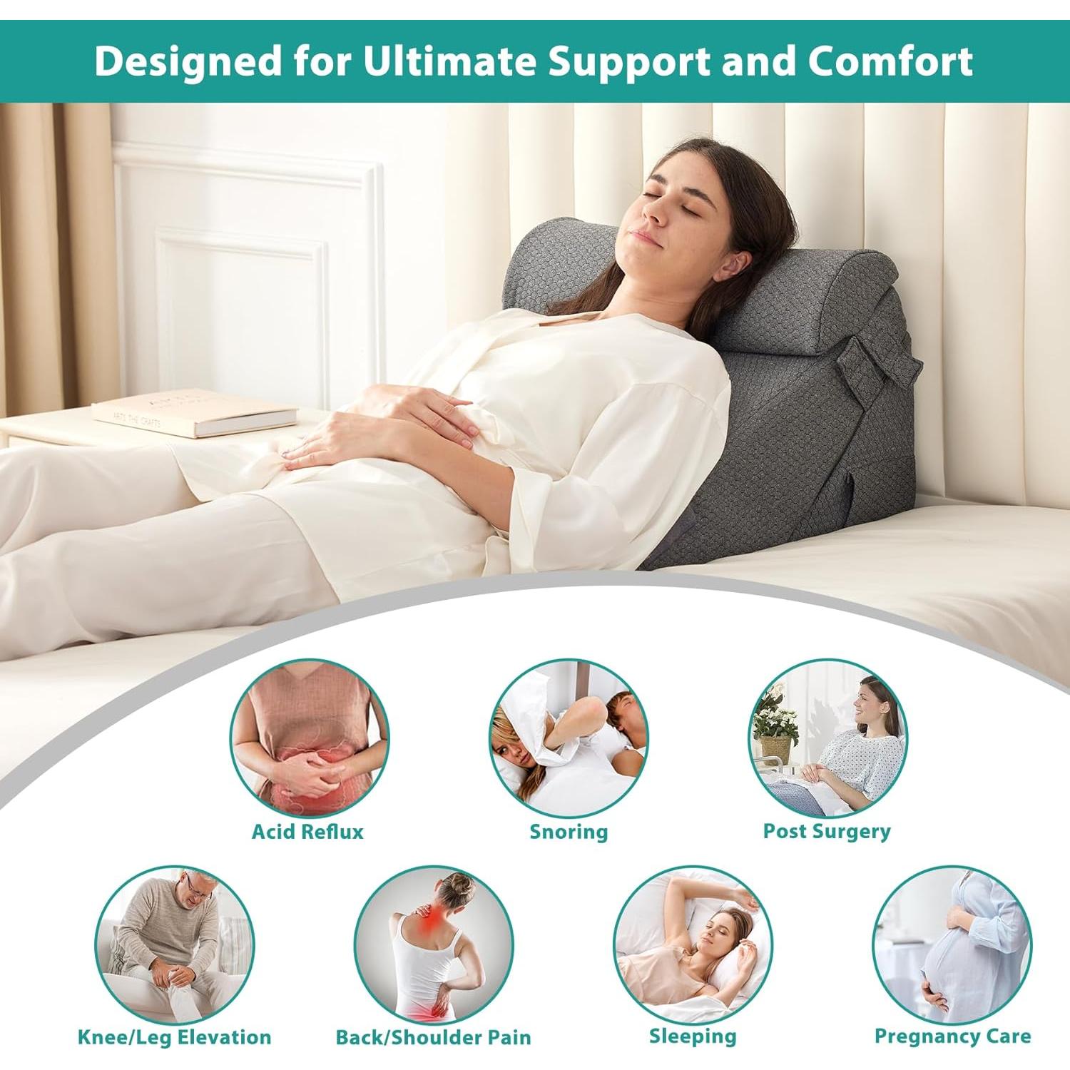 Juego de 4 Almohadas en Cuña Ajustables Bedluxe - Espuma Viscoelástica