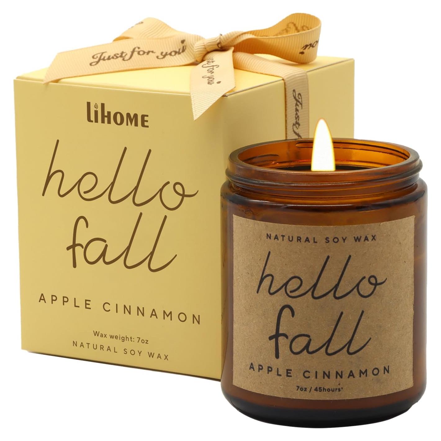 Vela Aromática de Cera de Soja Lihome 198g Manzana y Canela