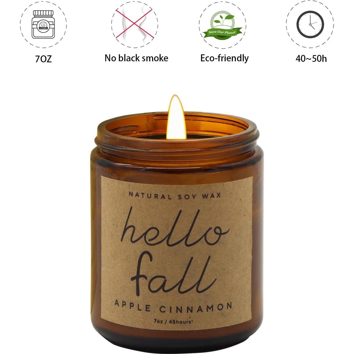 Vela Aromática de Cera de Soja Lihome 198g Manzana y Canela