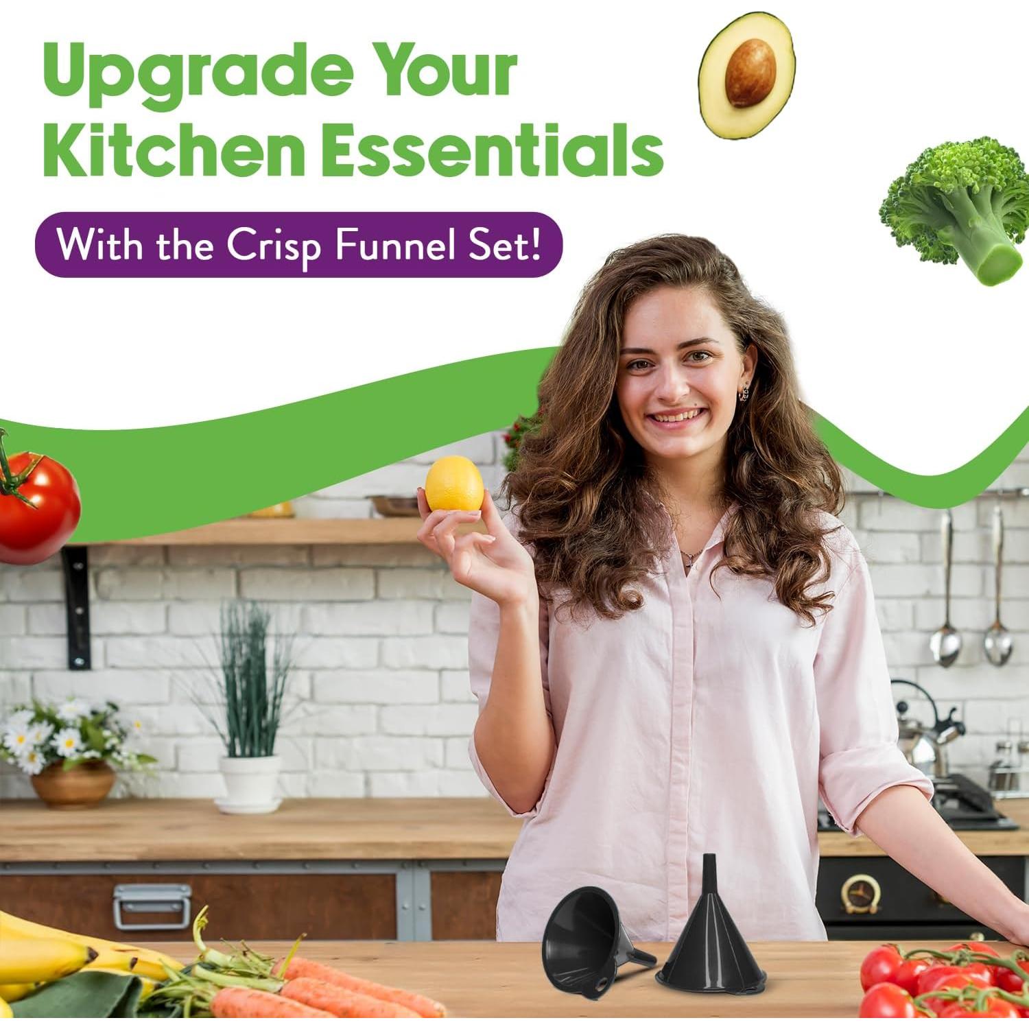 Juego de Embudos de Cocina Crisp - 2 Piezas Negro Duradero