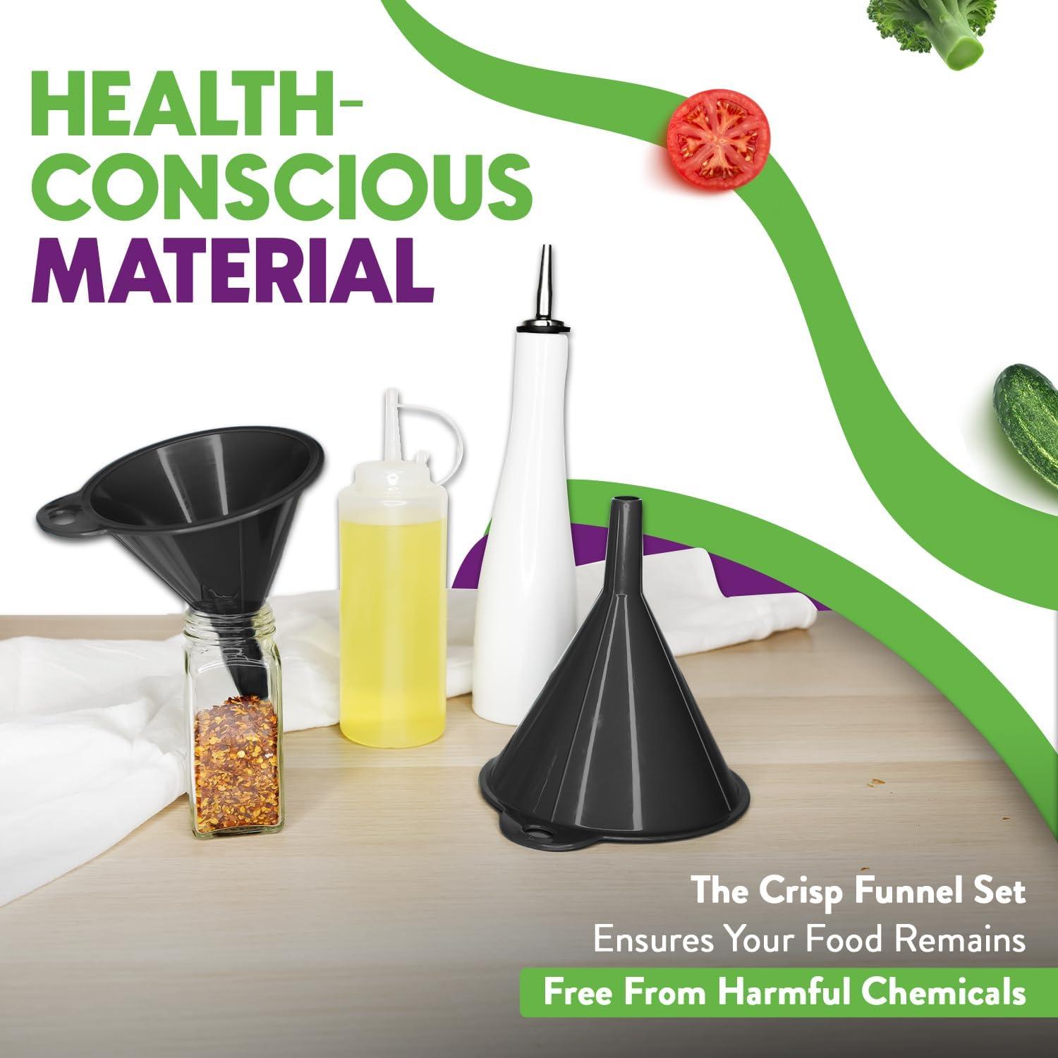 Juego de Embudos de Cocina Crisp - 2 Piezas Negro Duradero