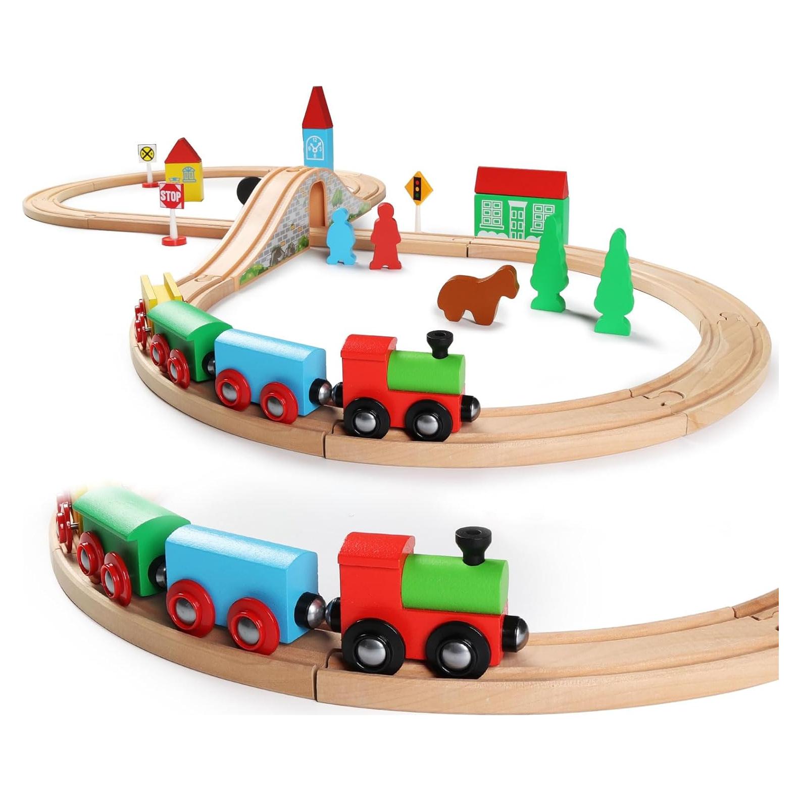 Juego de tren de madera SainSmart Jr. para niños 3-5 años
