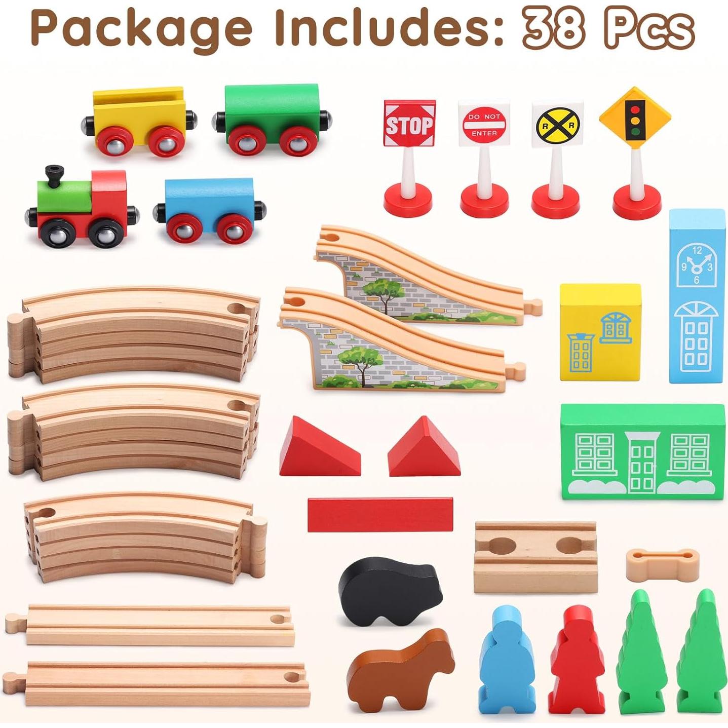 Juego de tren de madera SainSmart Jr. para niños 3-5 años