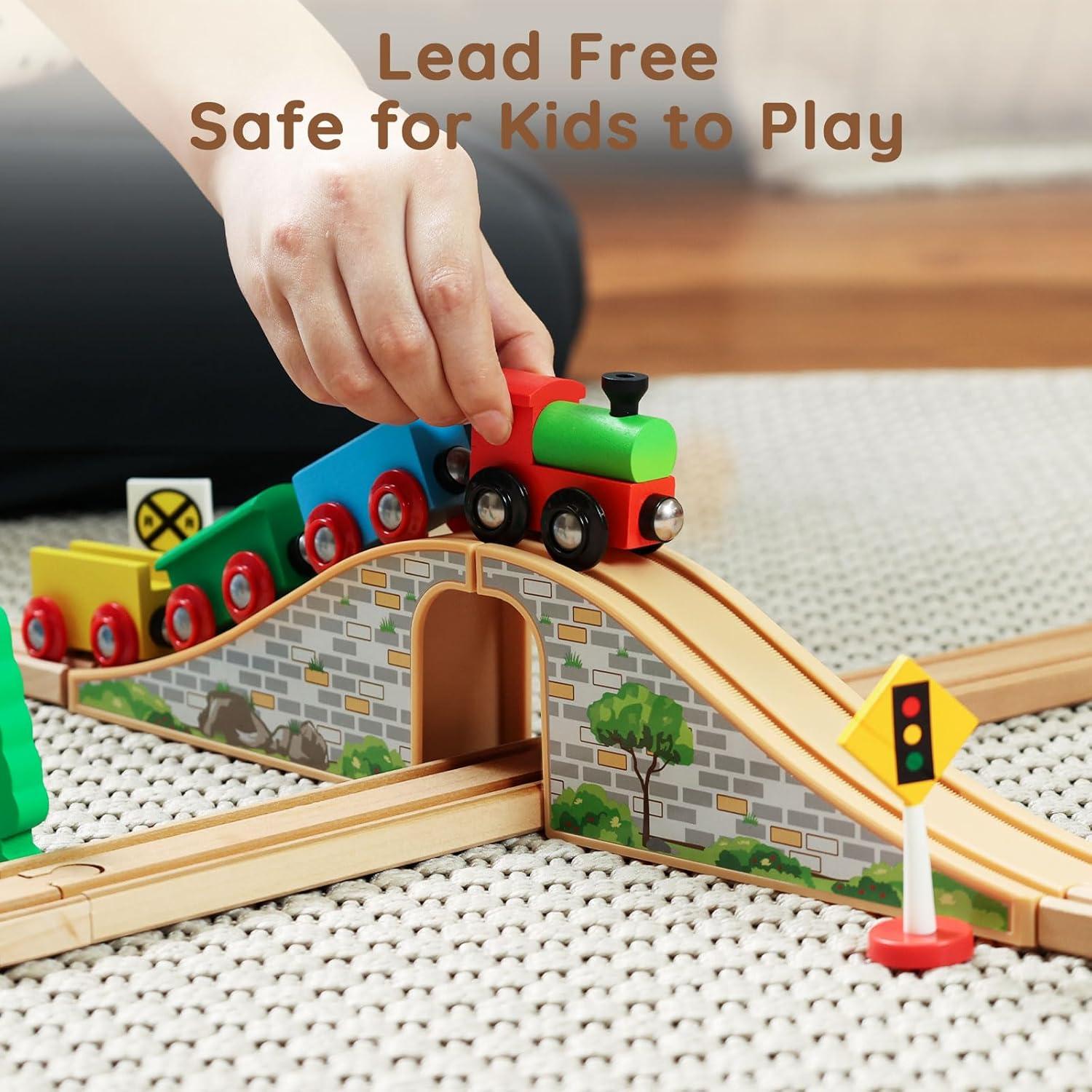 Juego de tren de madera SainSmart Jr. para niños 3-5 años