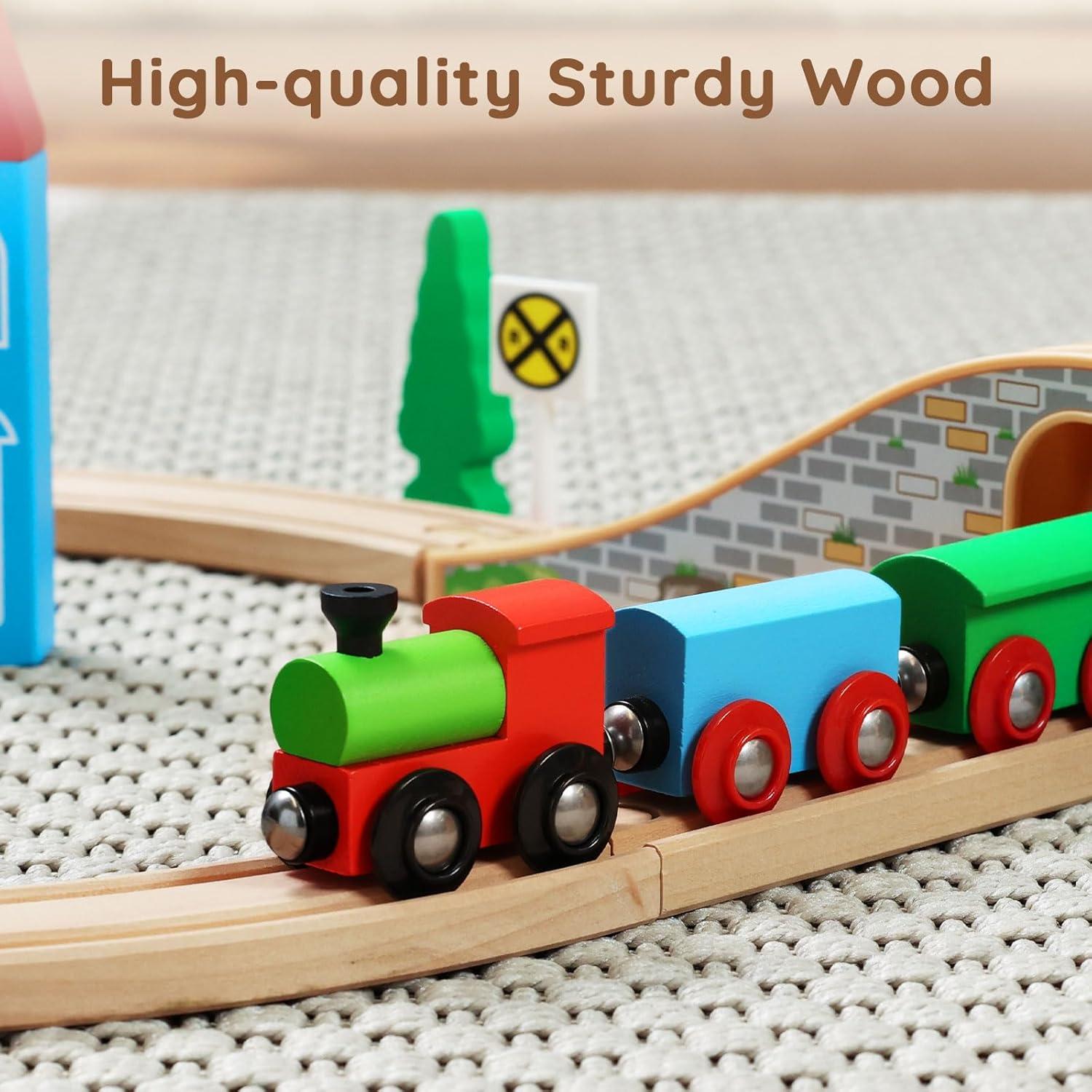 Juego de tren de madera SainSmart Jr. para niños 3-5 años