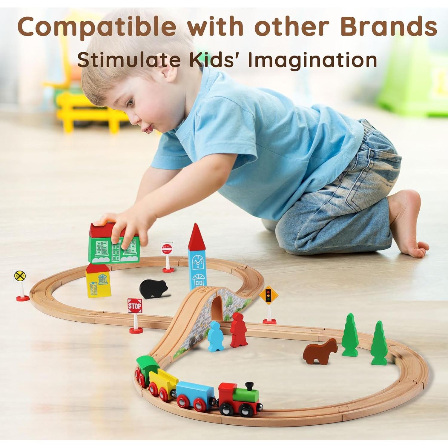 Juego de tren de madera SainSmart Jr. para niños 3-5 años