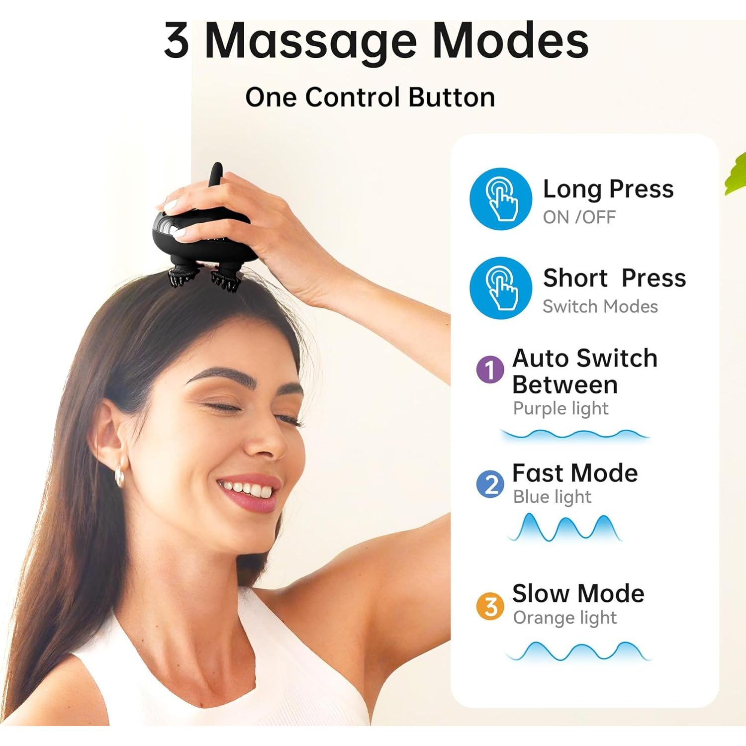 Masajeador de Cabeza Comfier CF-4402 Negro 3 Modos Impermeable