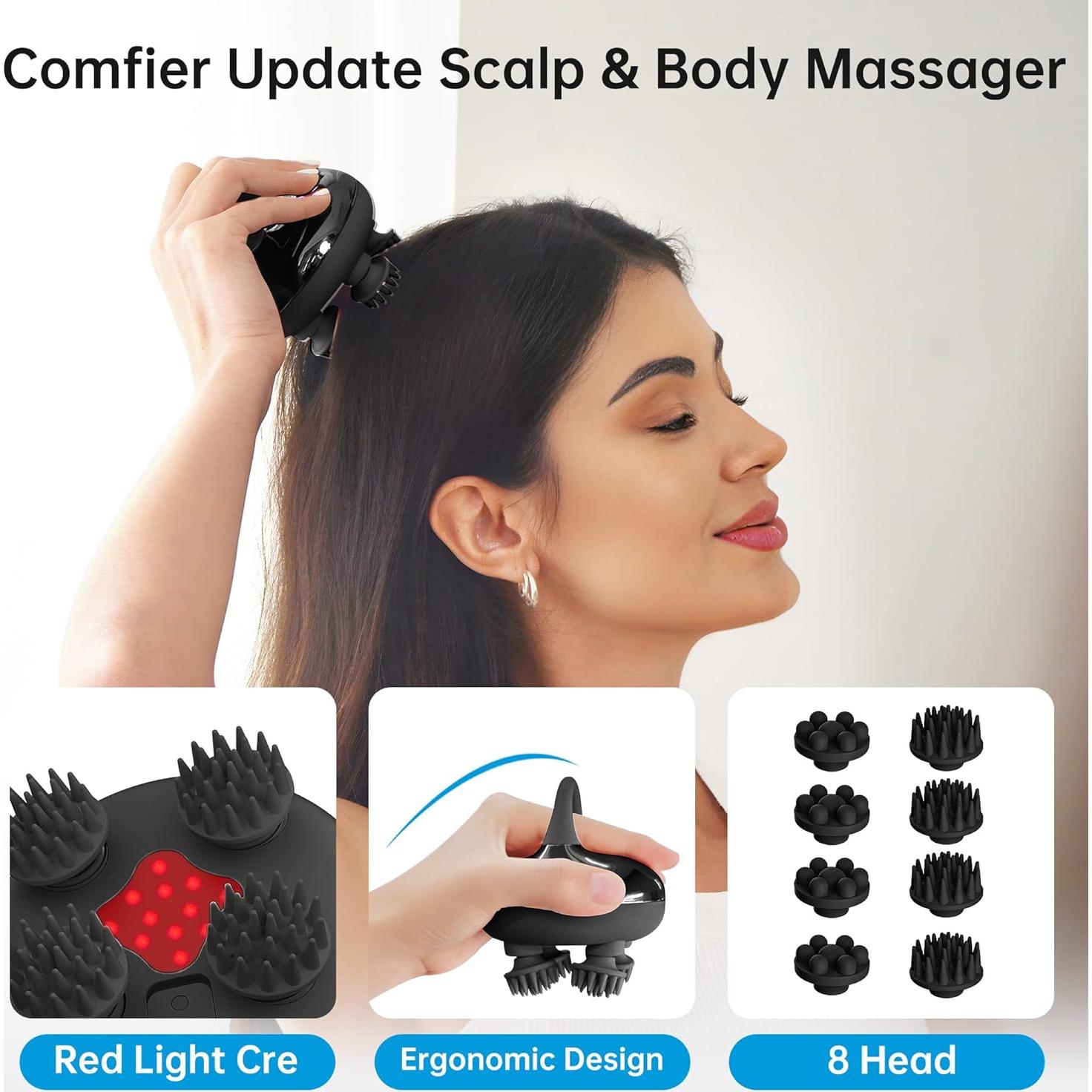 Masajeador de Cabeza Comfier CF-4402 Negro 3 Modos Impermeable