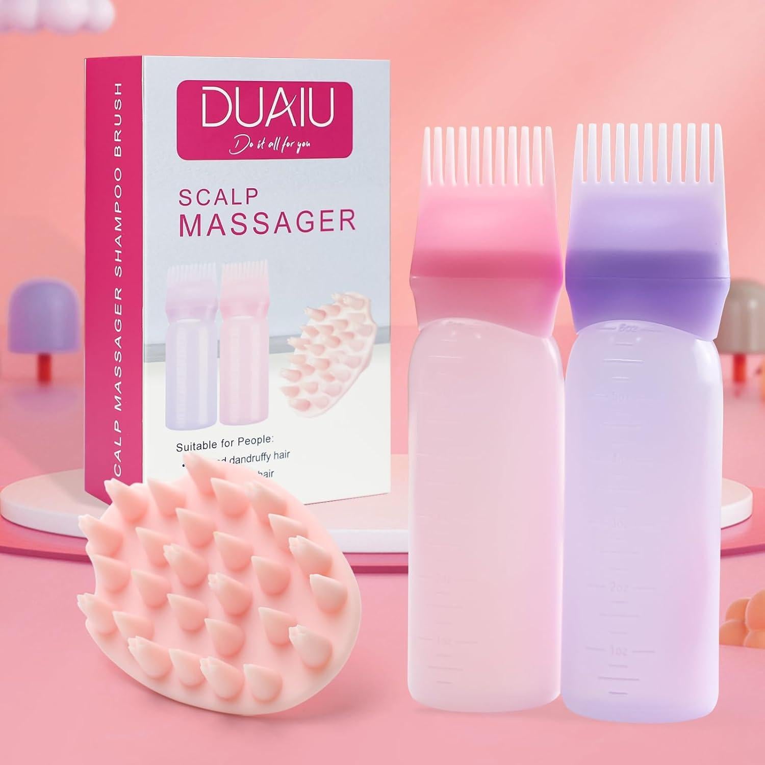 DUAIU Set de Cepillo y Botellas Aplicadoras para Cabello