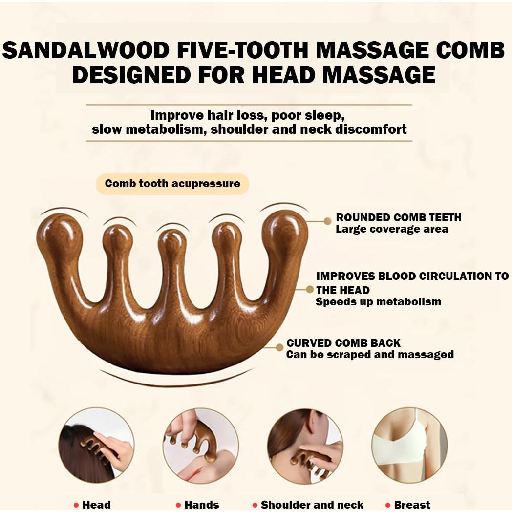 Masajeador de cuero cabelludo Cureder de madera 100% natural