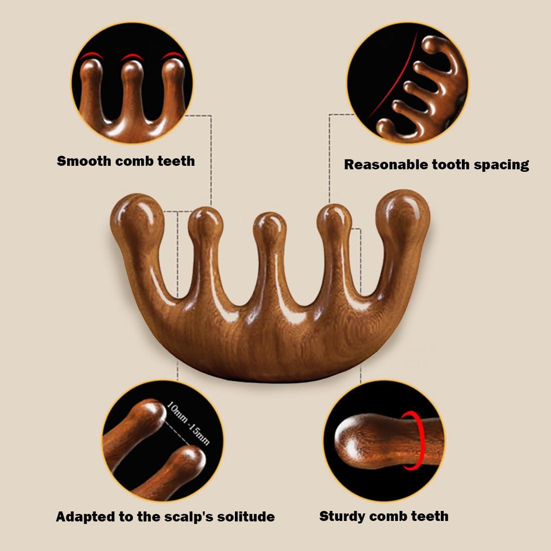 Masajeador de cuero cabelludo Cureder de madera 100% natural