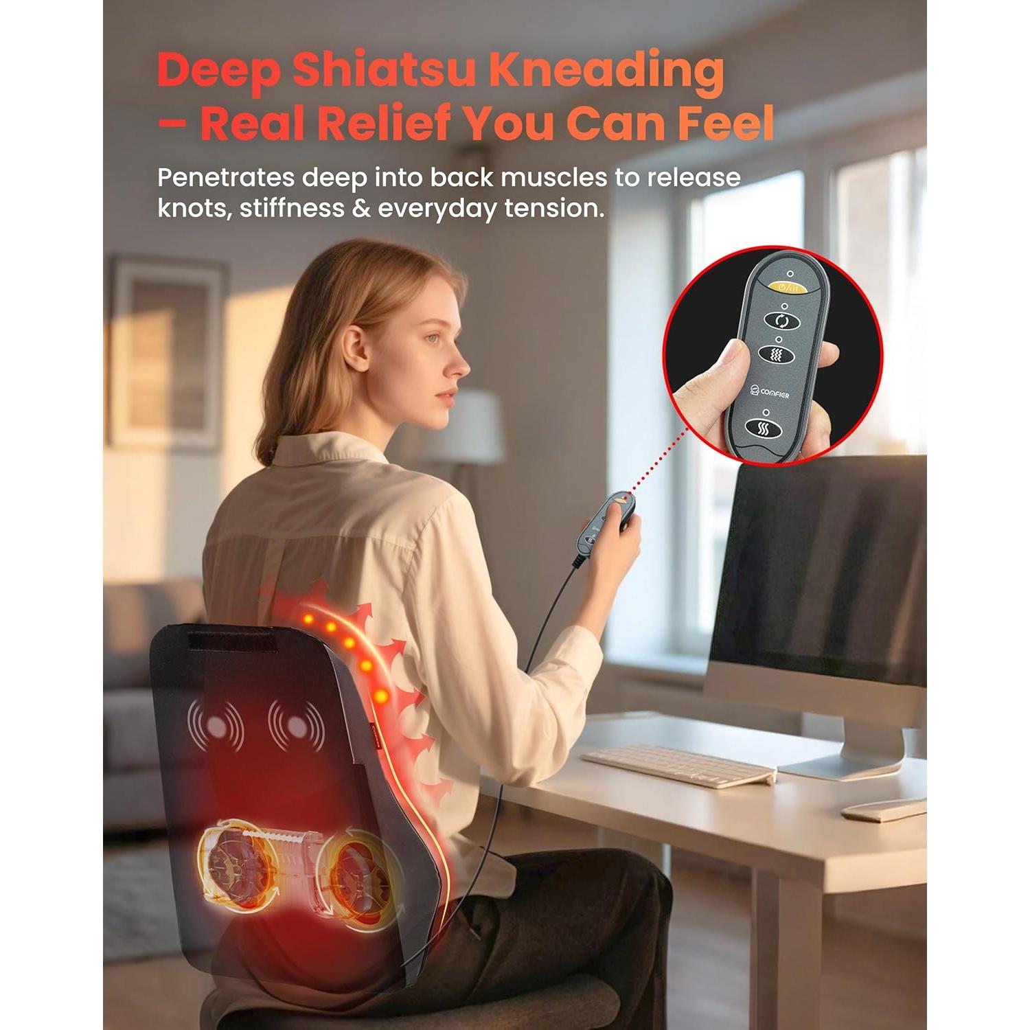 Masajeador de Espalda Shiatsu COMFIER CF-1228 con Calor