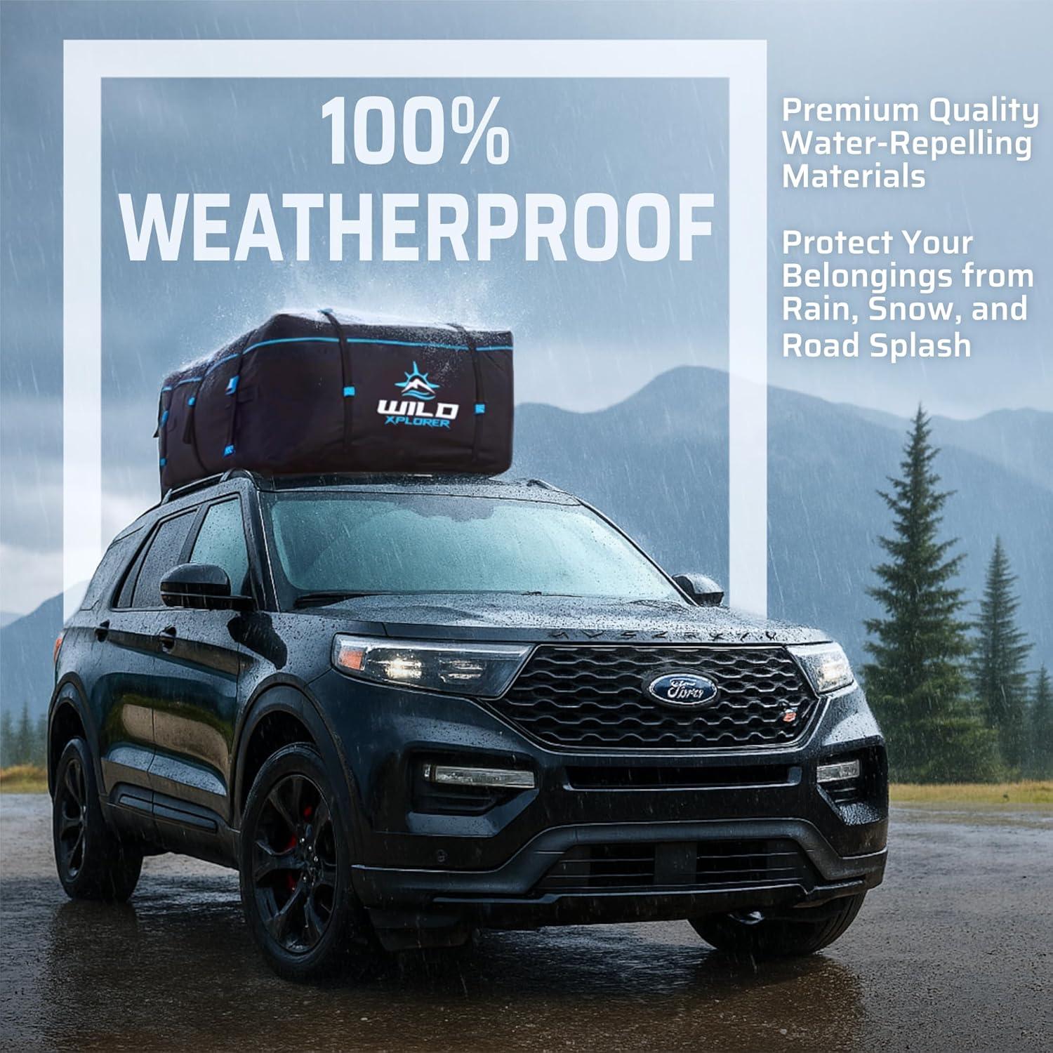 Rooftop Cargo Carrier - Waterproof Soft Shell Car Roof Cargo Carrier, Heavy Duty Car Top Luggage Cargo Bag with Patented Door Hook System and Non-Slip Mat for Car or SUV (15 Cubic Feet)